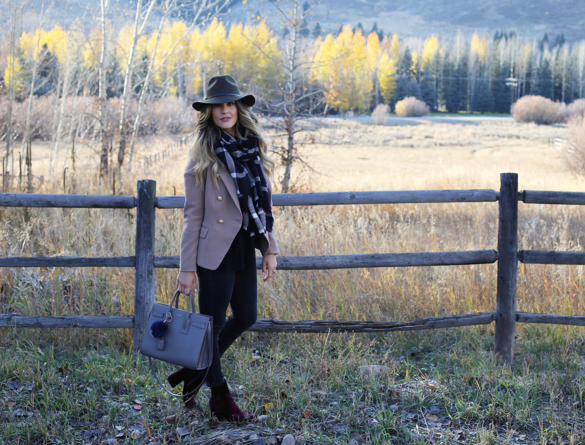 double breast blazer scarf styled by kasey 