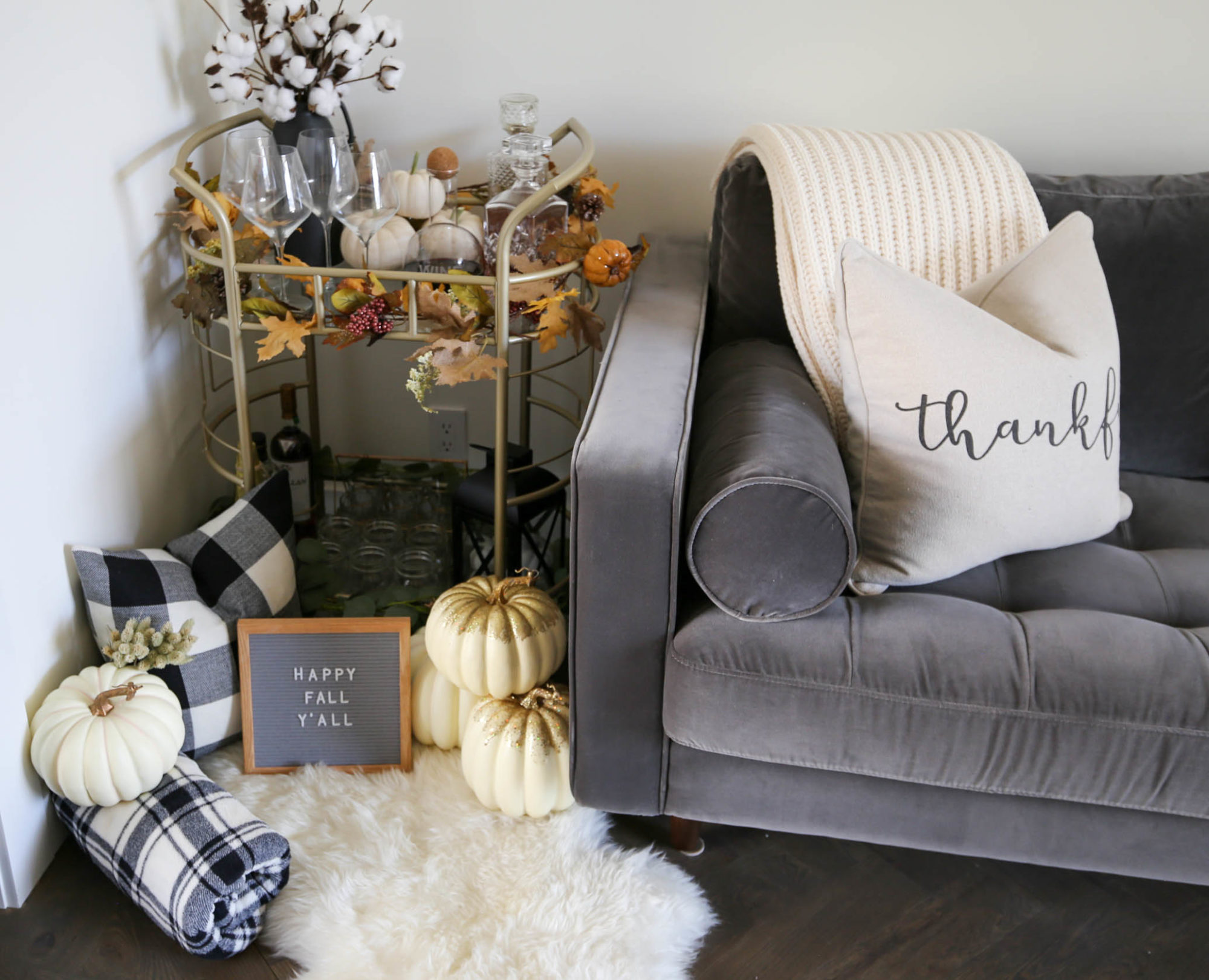 fall bar cart styling