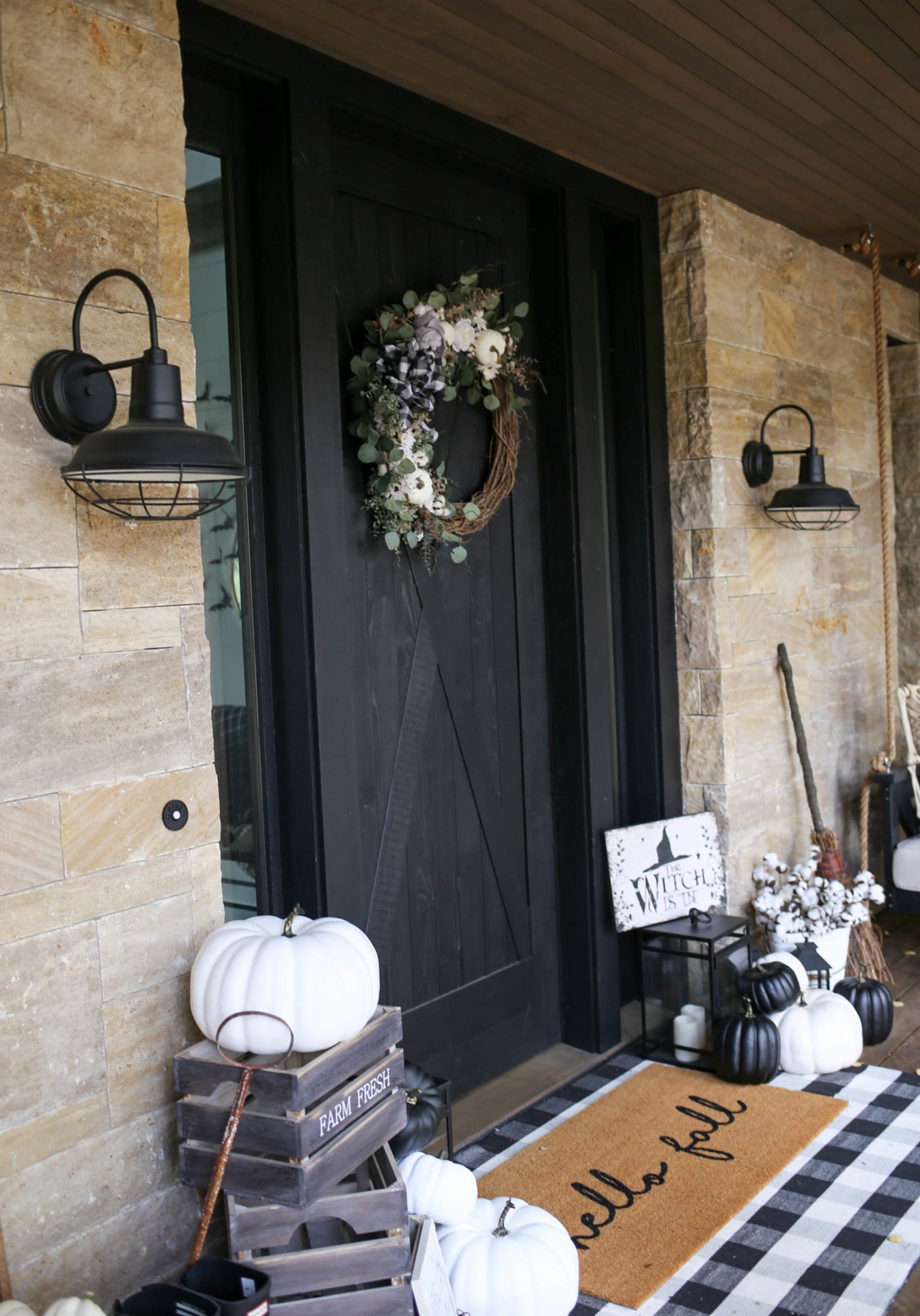 farmhouse halloween front porch