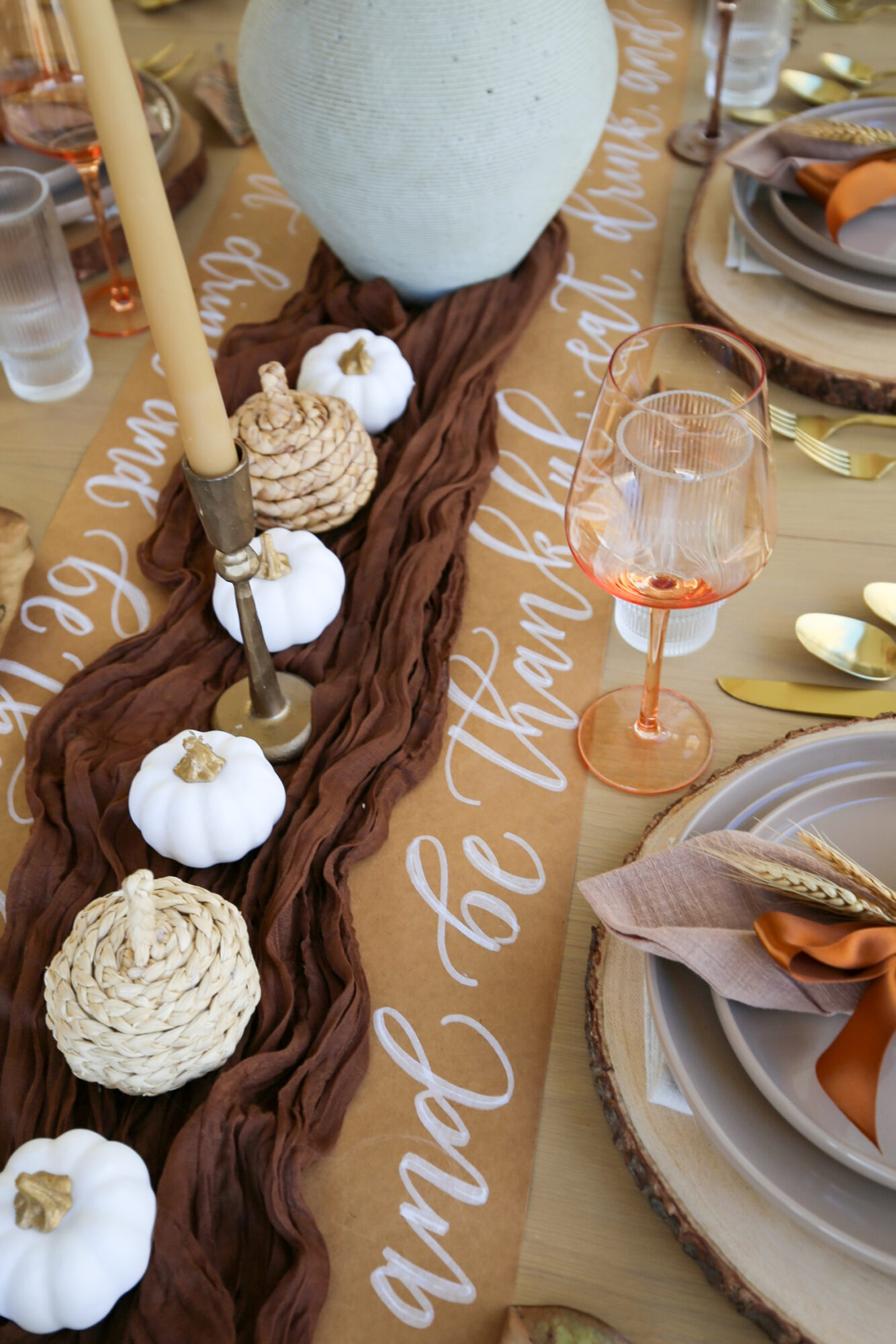 brown and amber thanksgiving table