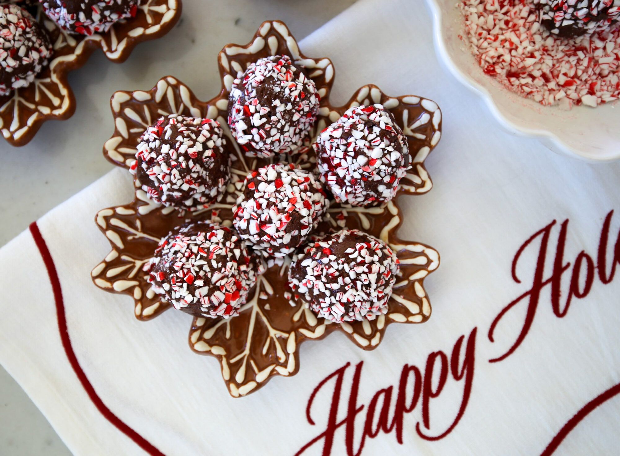 chocolate protein peppermint balls