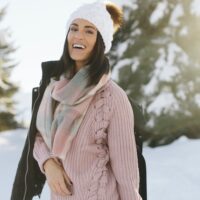 bundled up in blush
