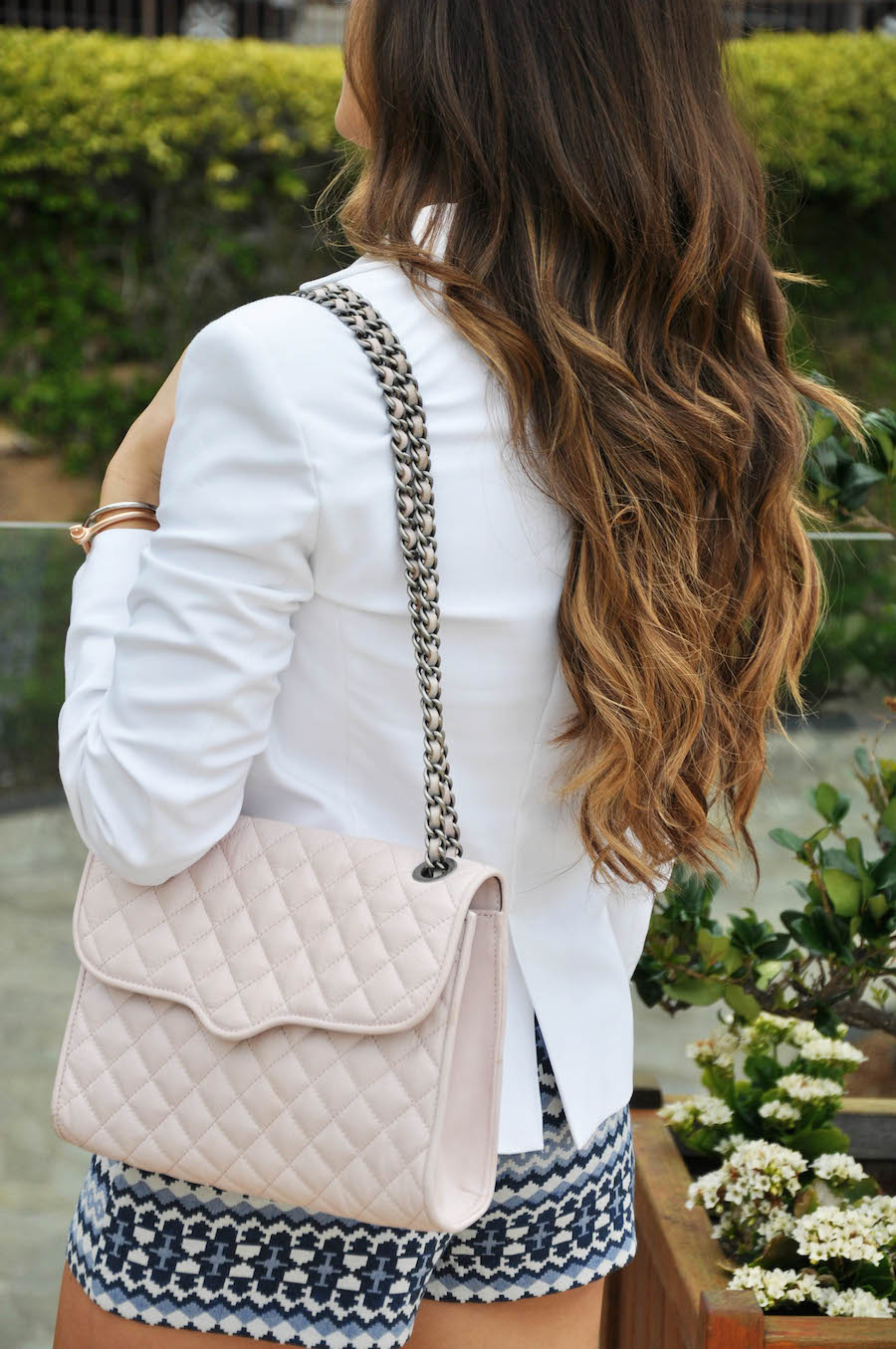 printed shorts_white blazer_styled by kasey