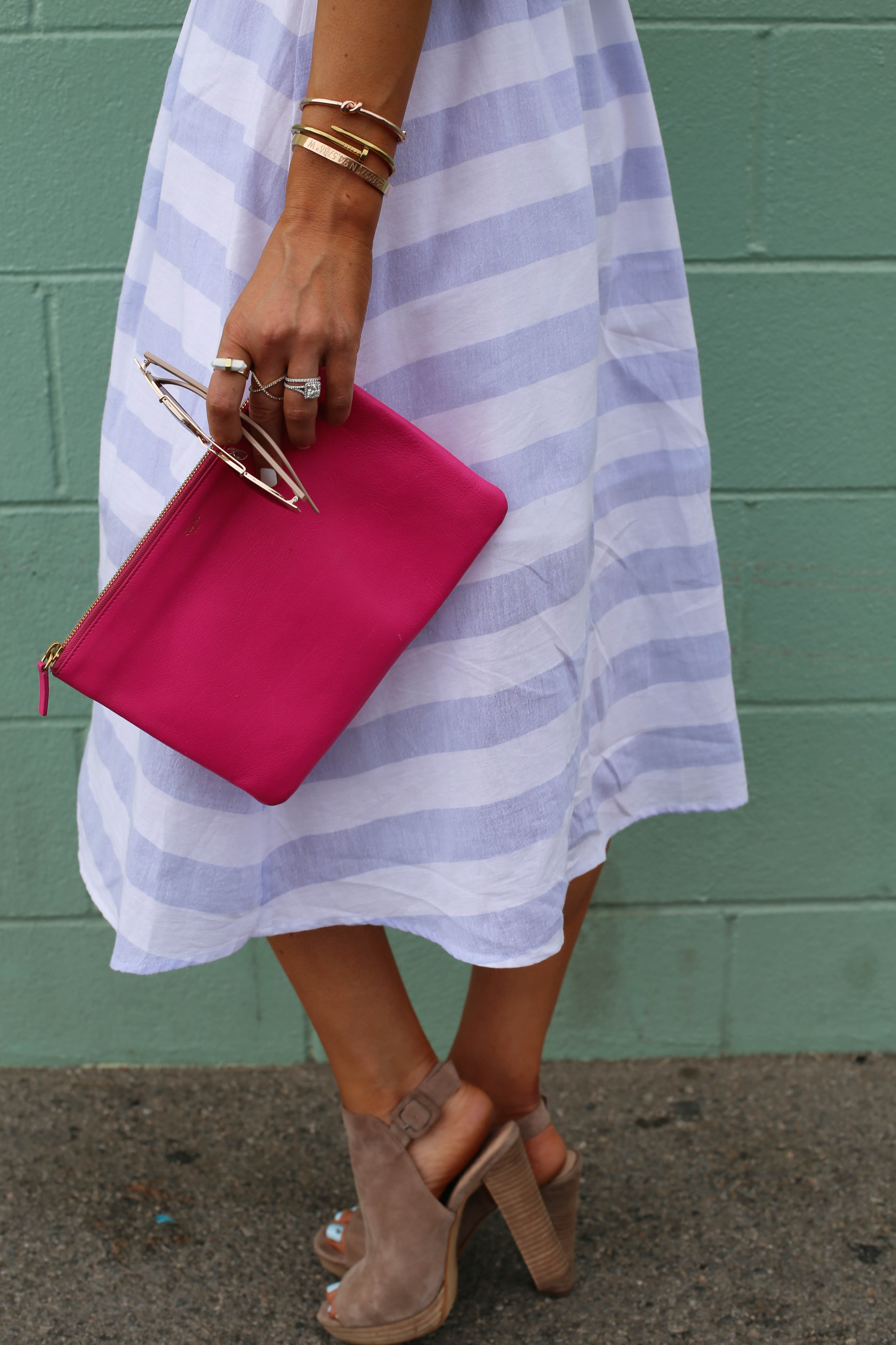 off the shoulder dress stripes styled by kasey
