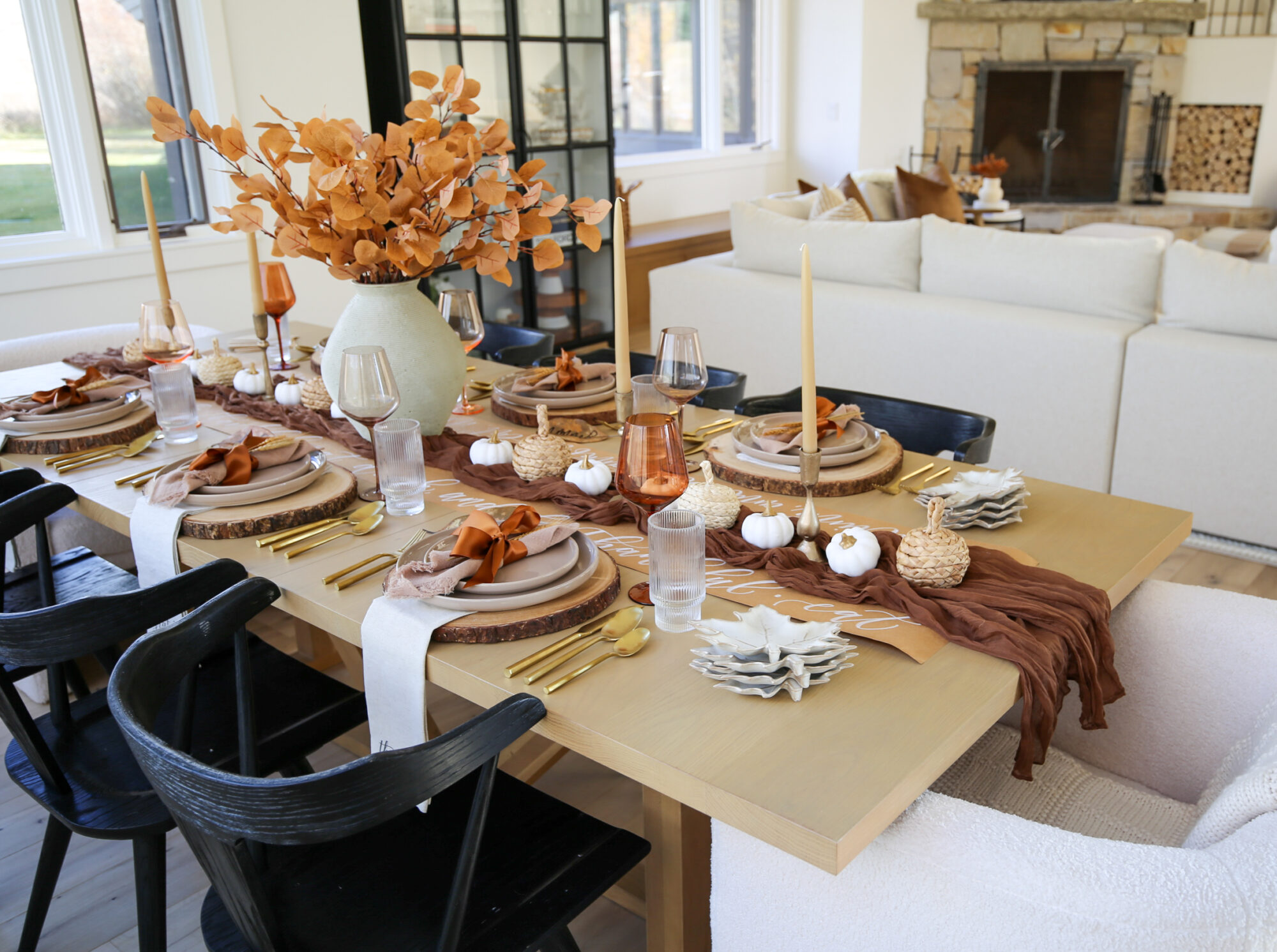 brown and amber thanksgiving table