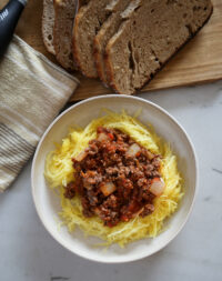 grass fed beef spaghetti squash bowls