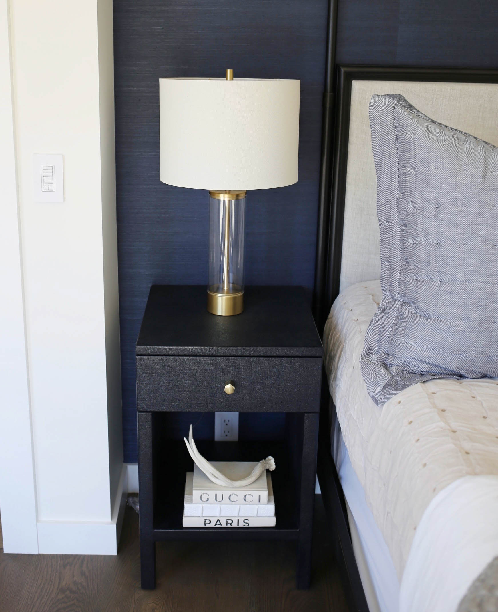 navy bedroom leesa mattress