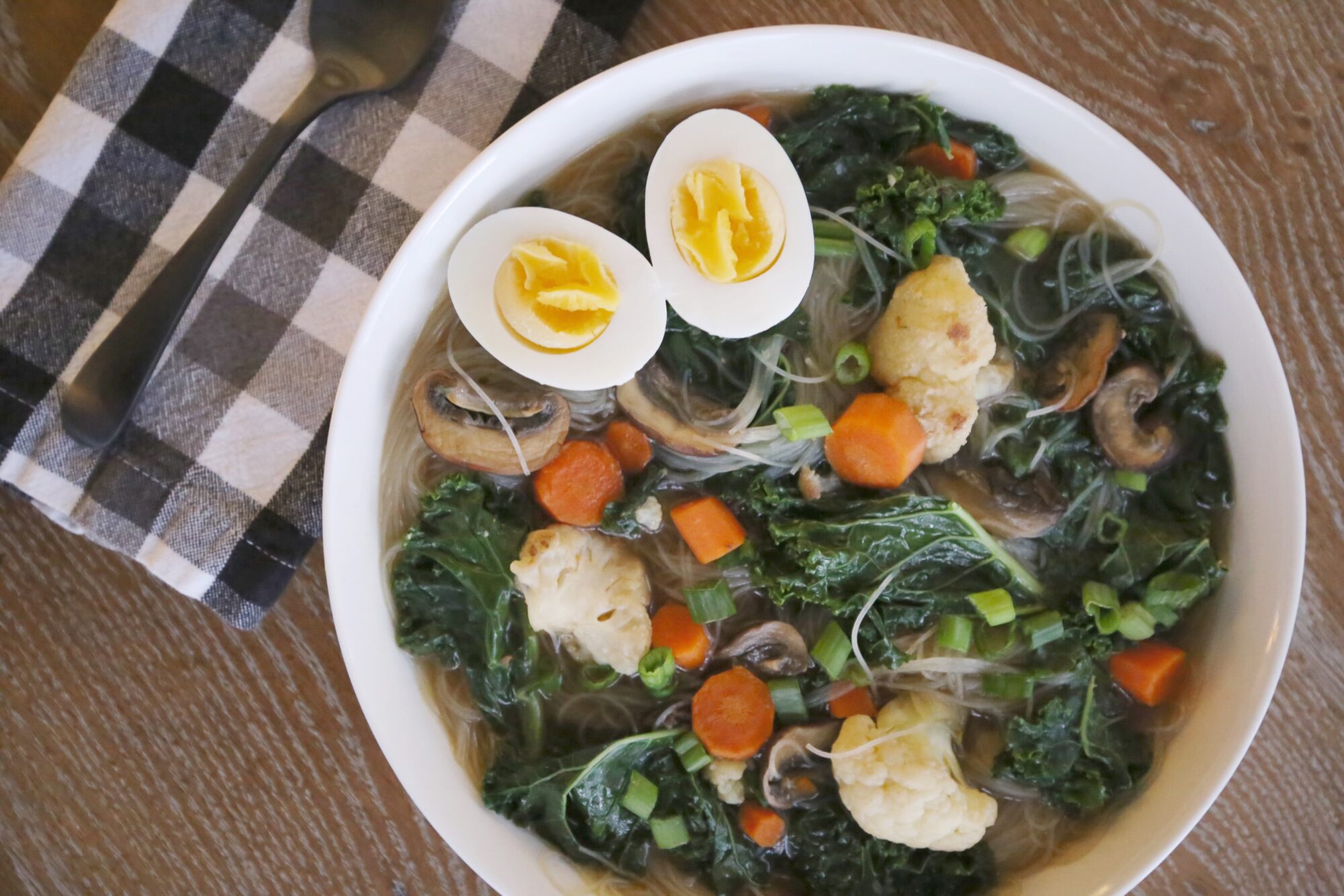 vegetable and rice noodle soup