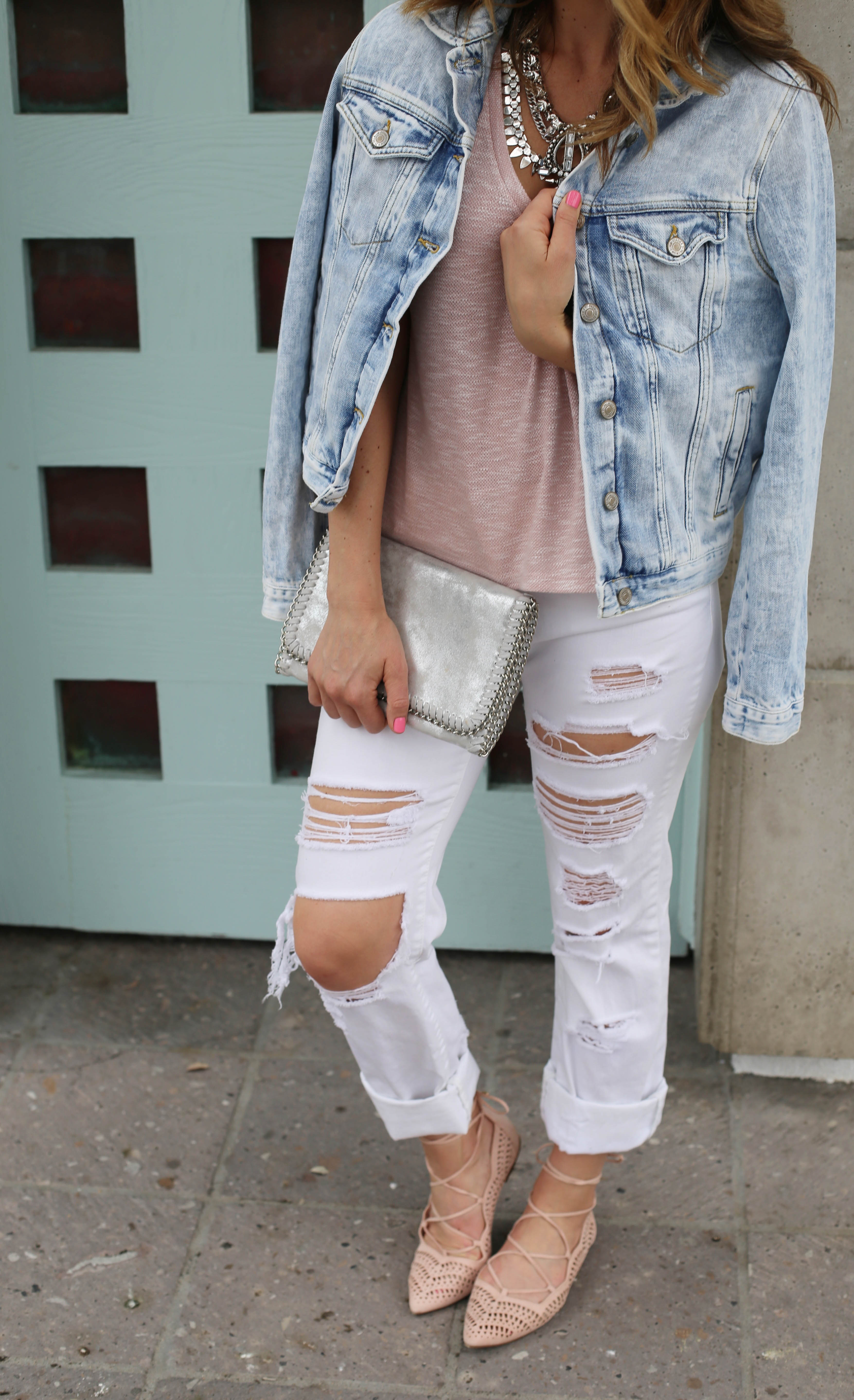 summer denim mint door 