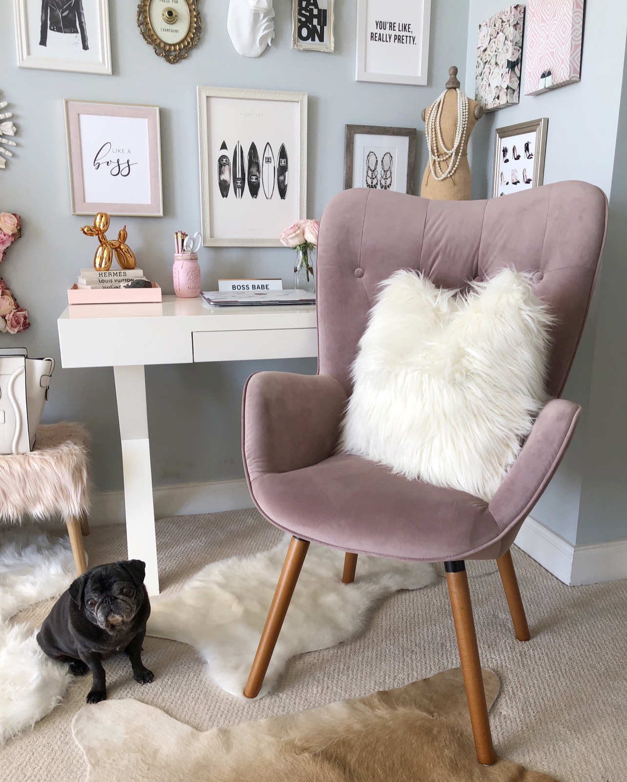 pink accent chair
