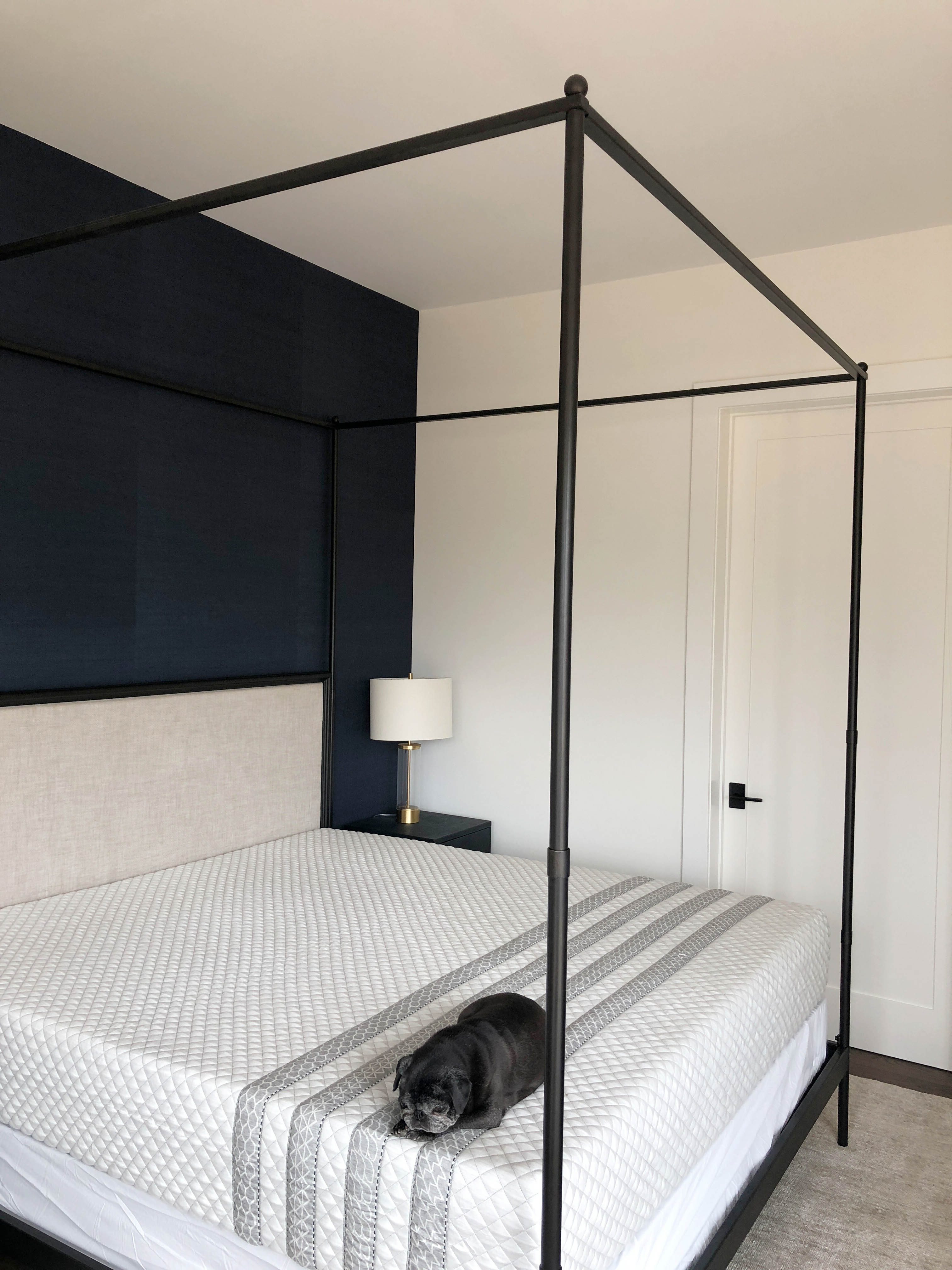 navy bedroom leesa mattress