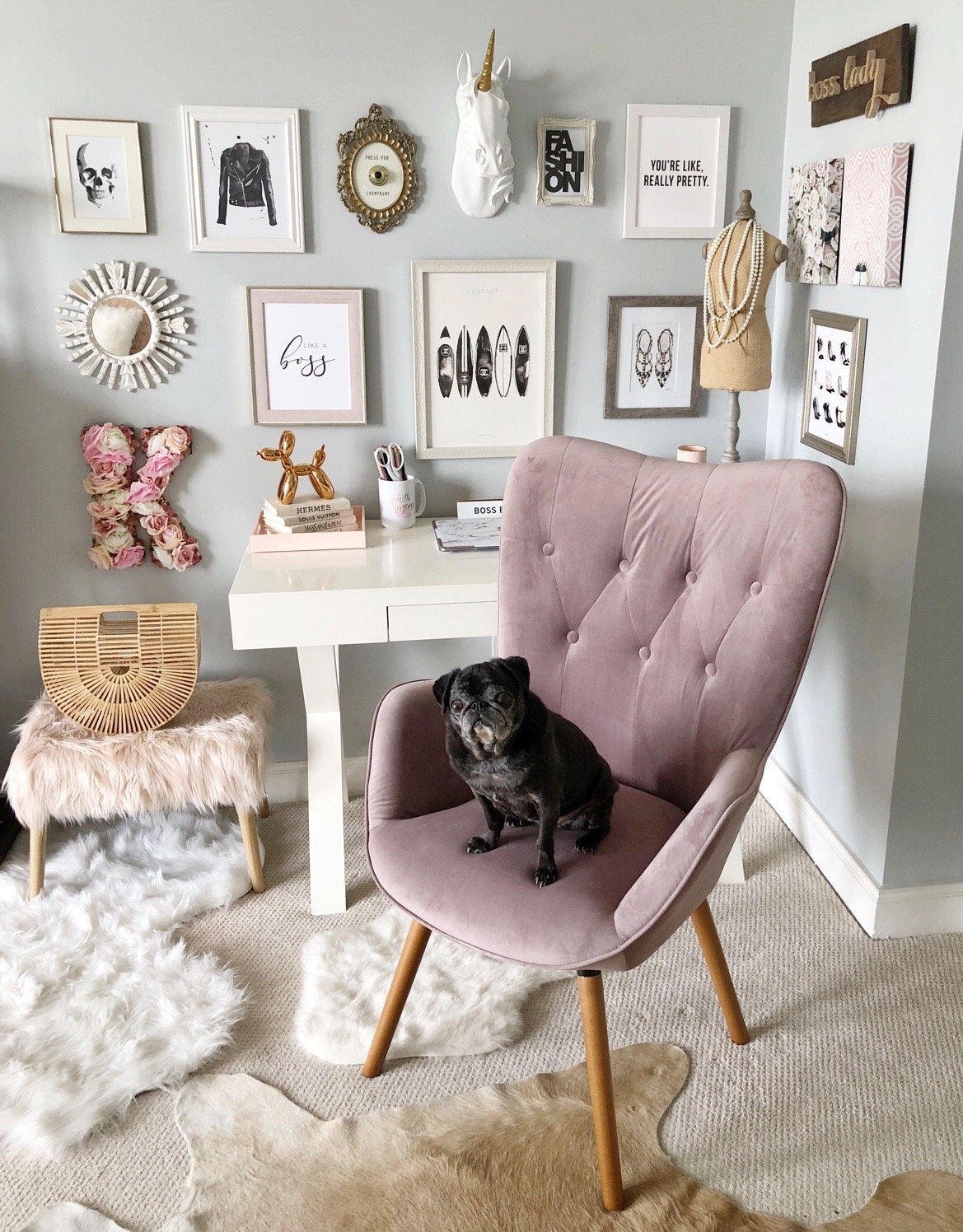pink accent chair