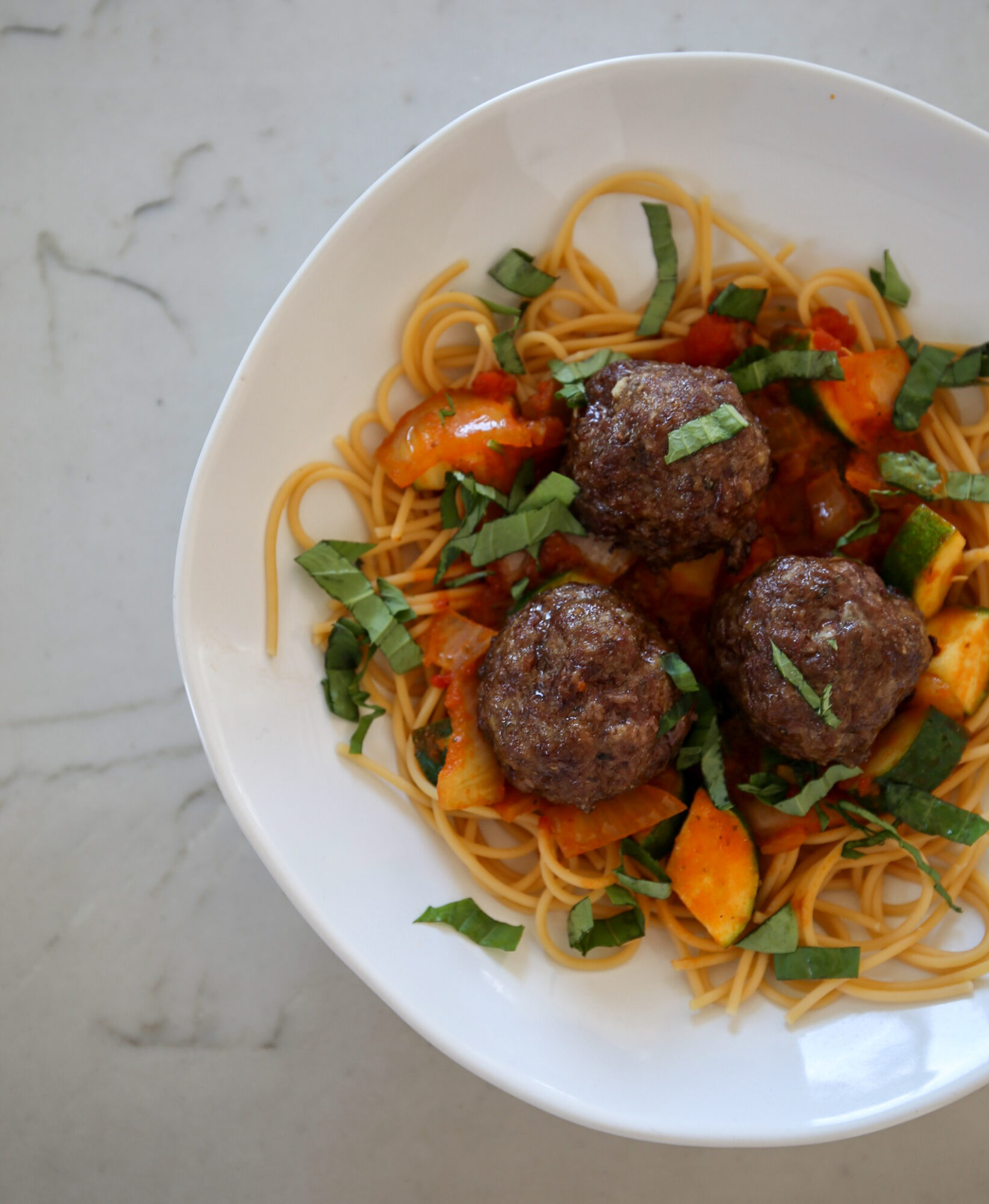 baked gras-fed beef meatballs