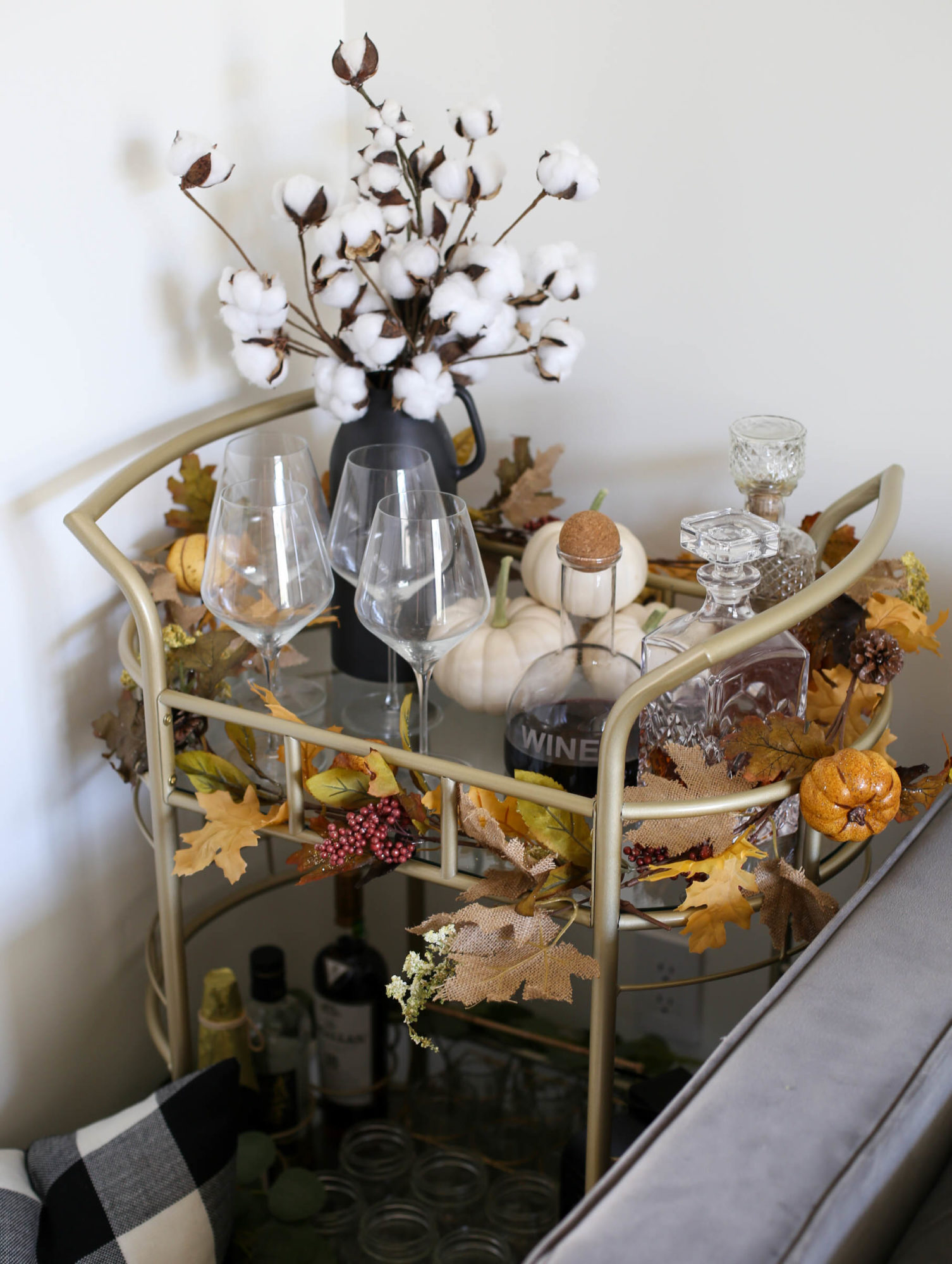 fall bar cart styling