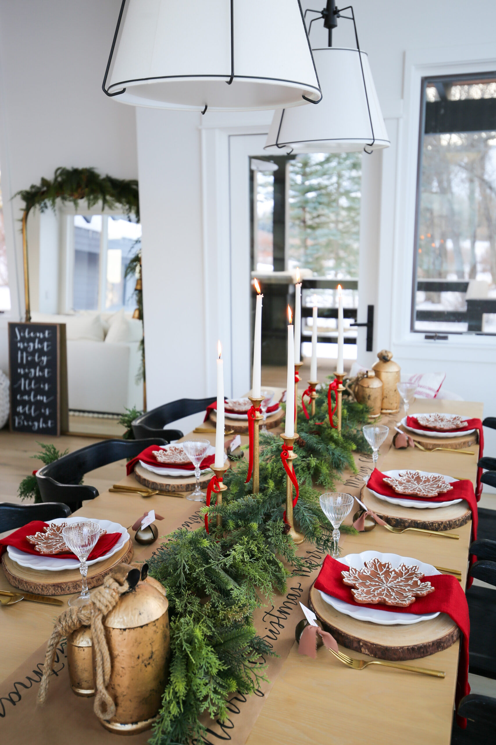 Classic Christmas Tablescape w/ a Pop of Red