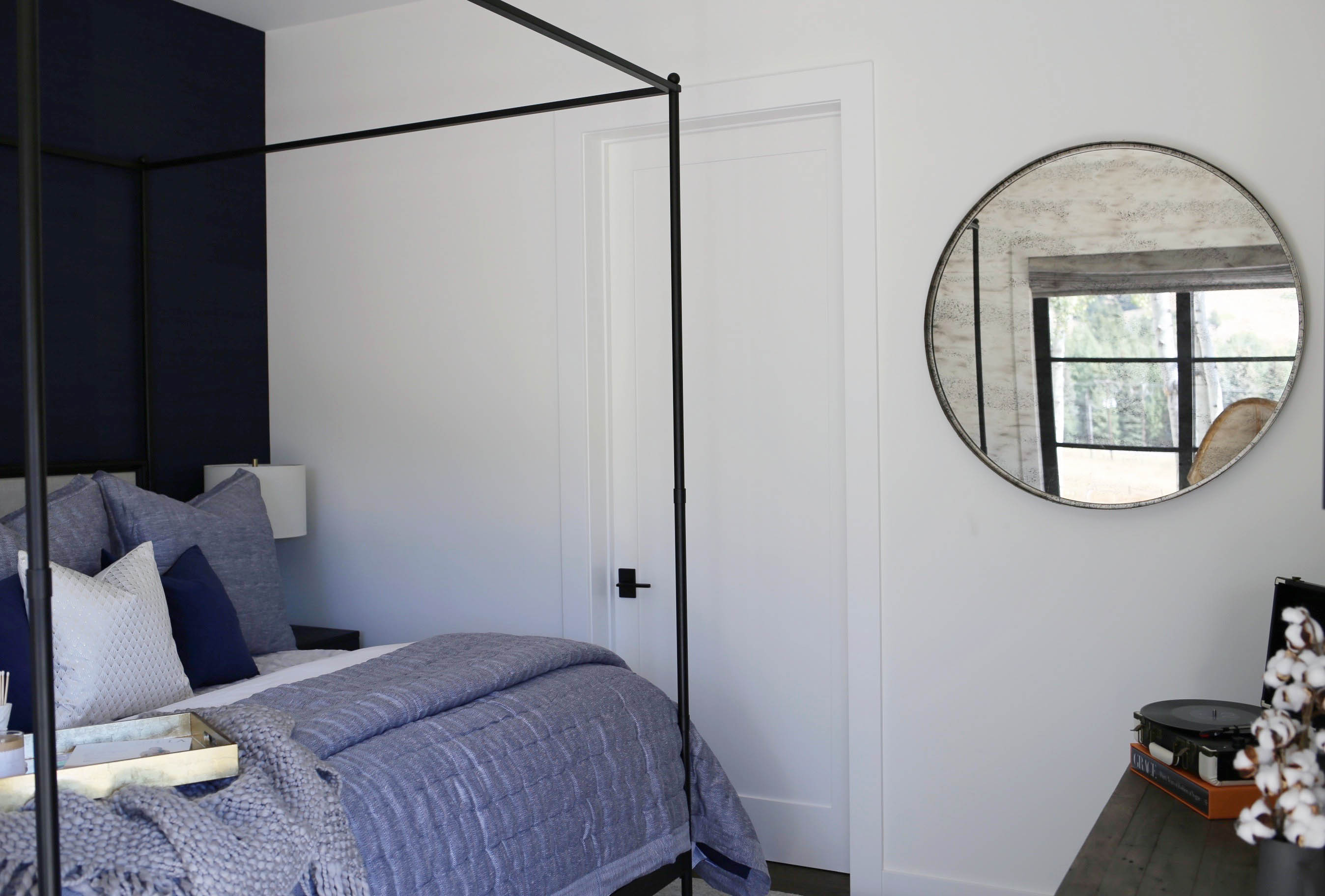 navy bedroom leesa mattress