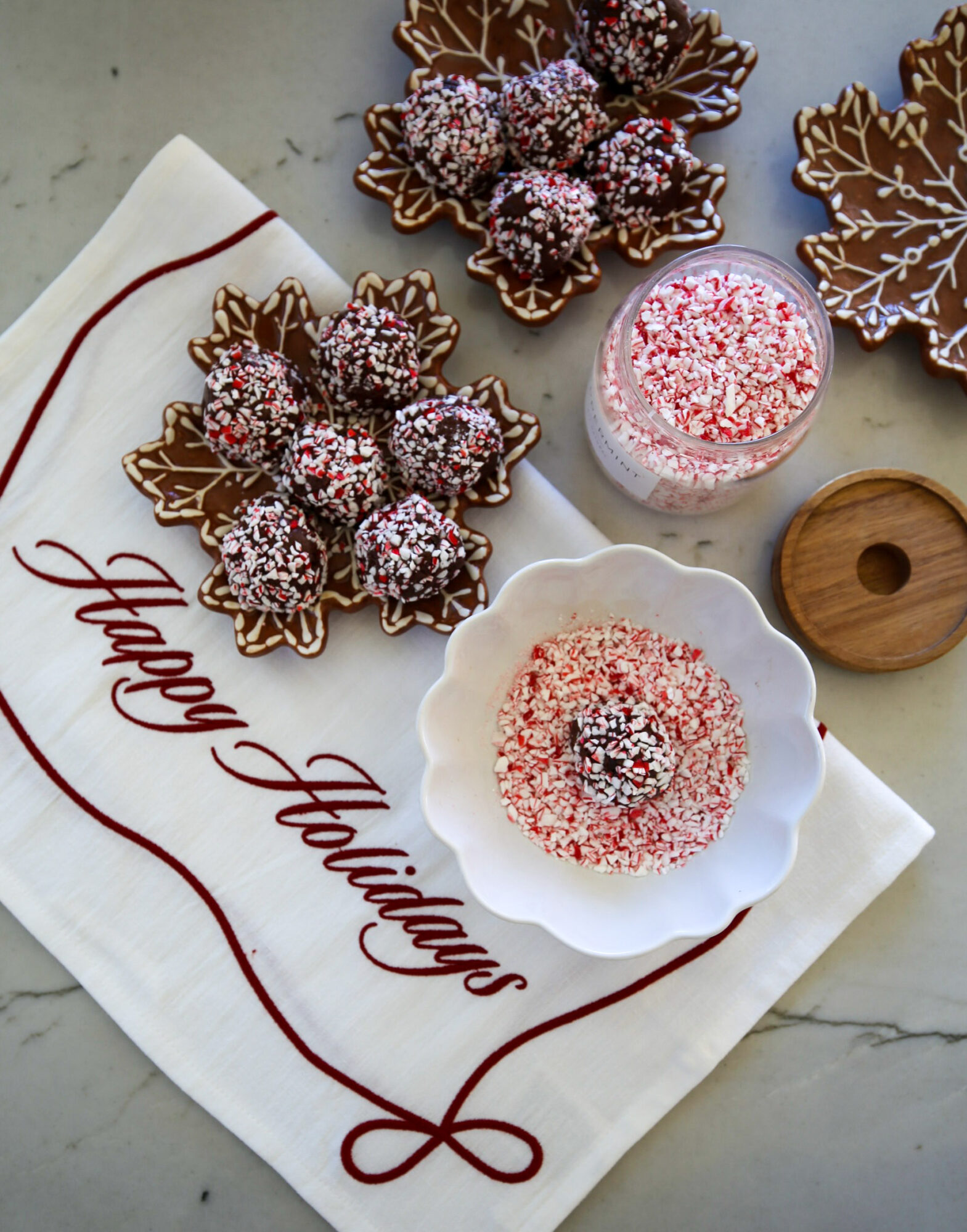 chocolate protein peppermint balls