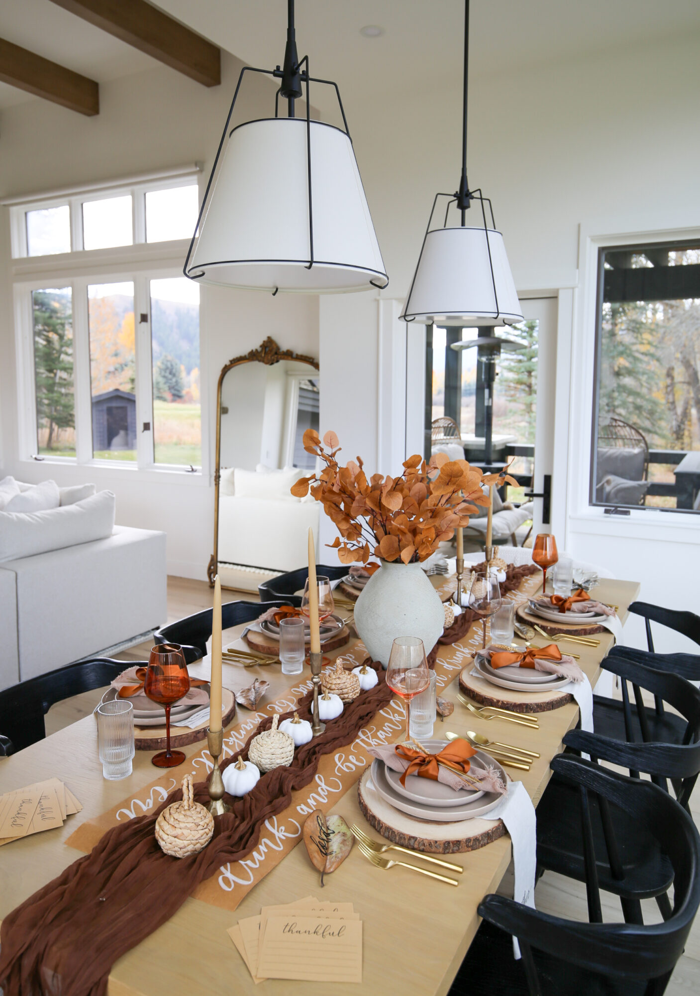 brown and amber thanksgiving table