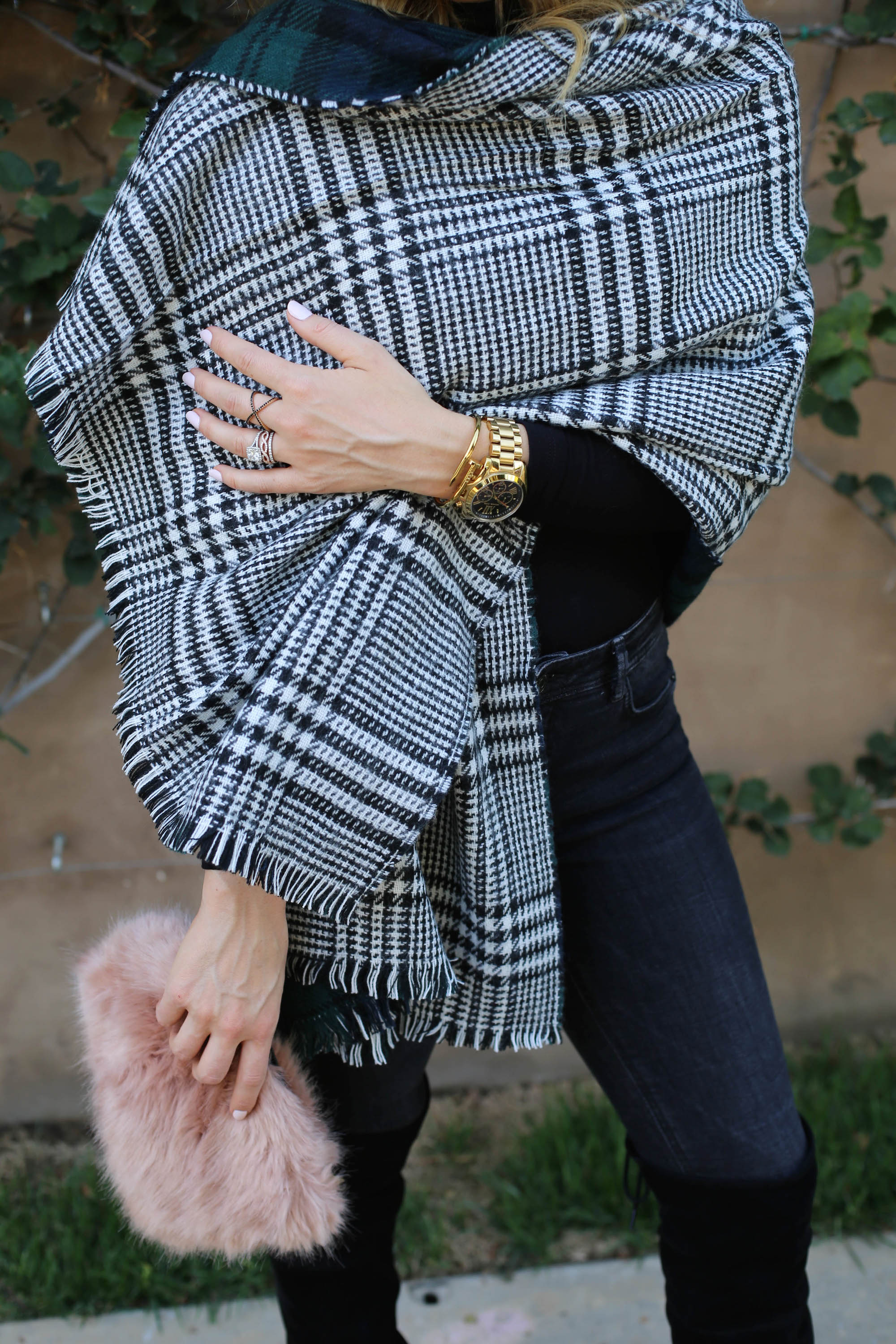 black out blanket scarf styled by kasey