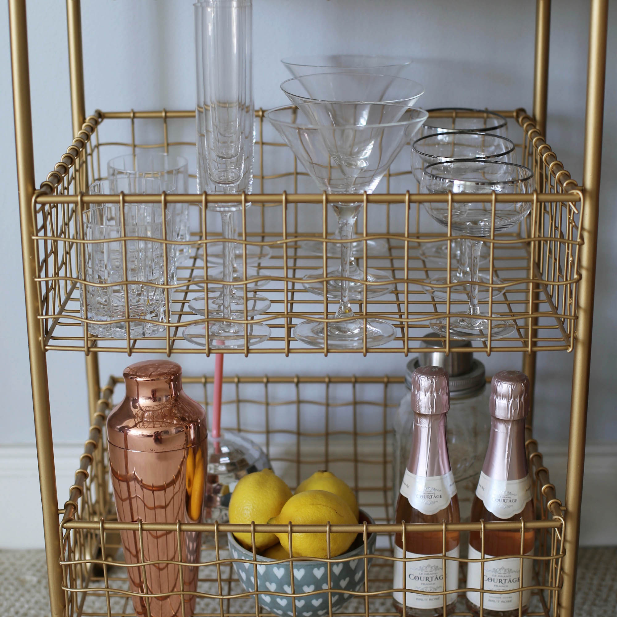 gold min bar cart