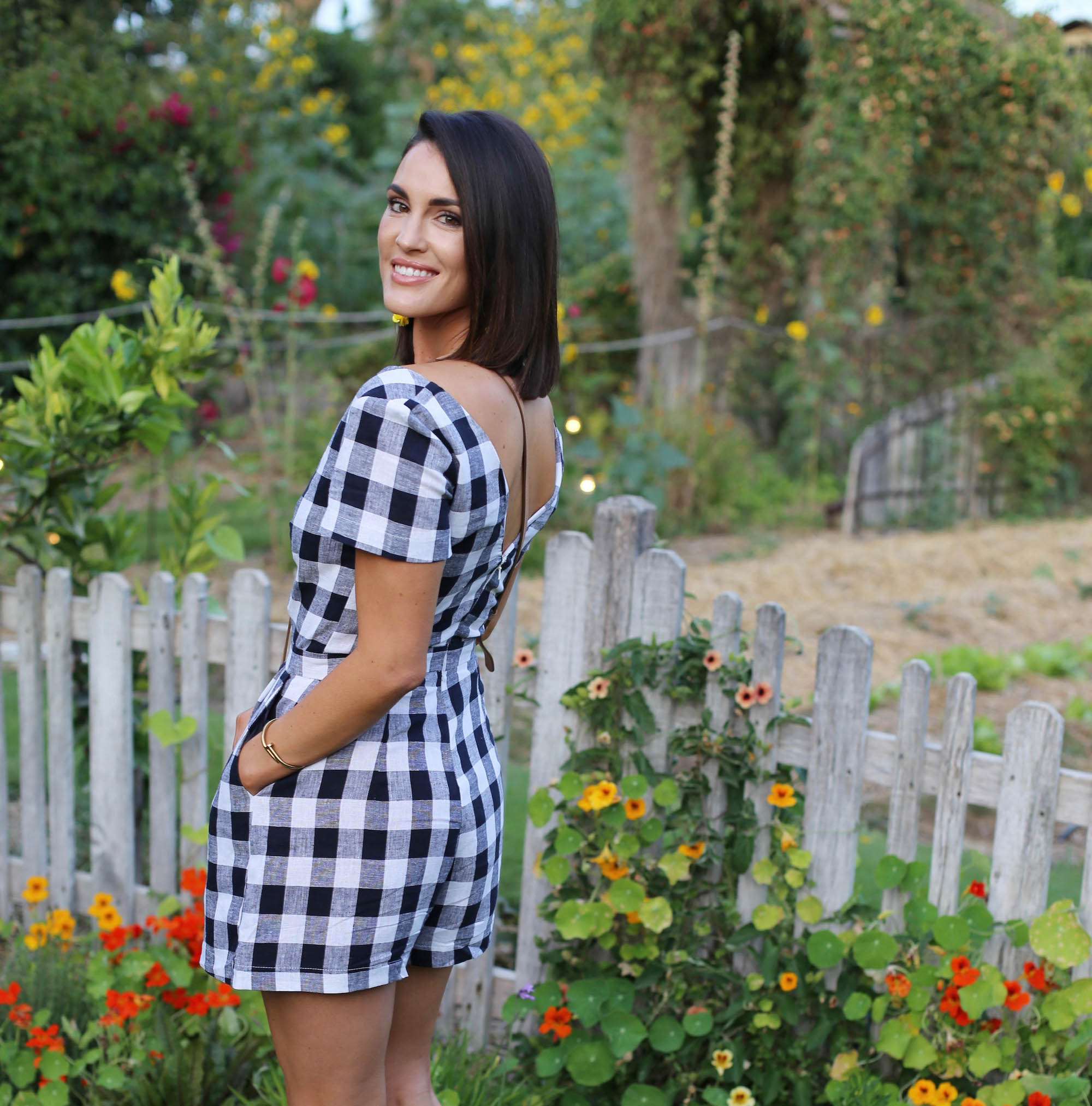 gingham romper styled by kasey