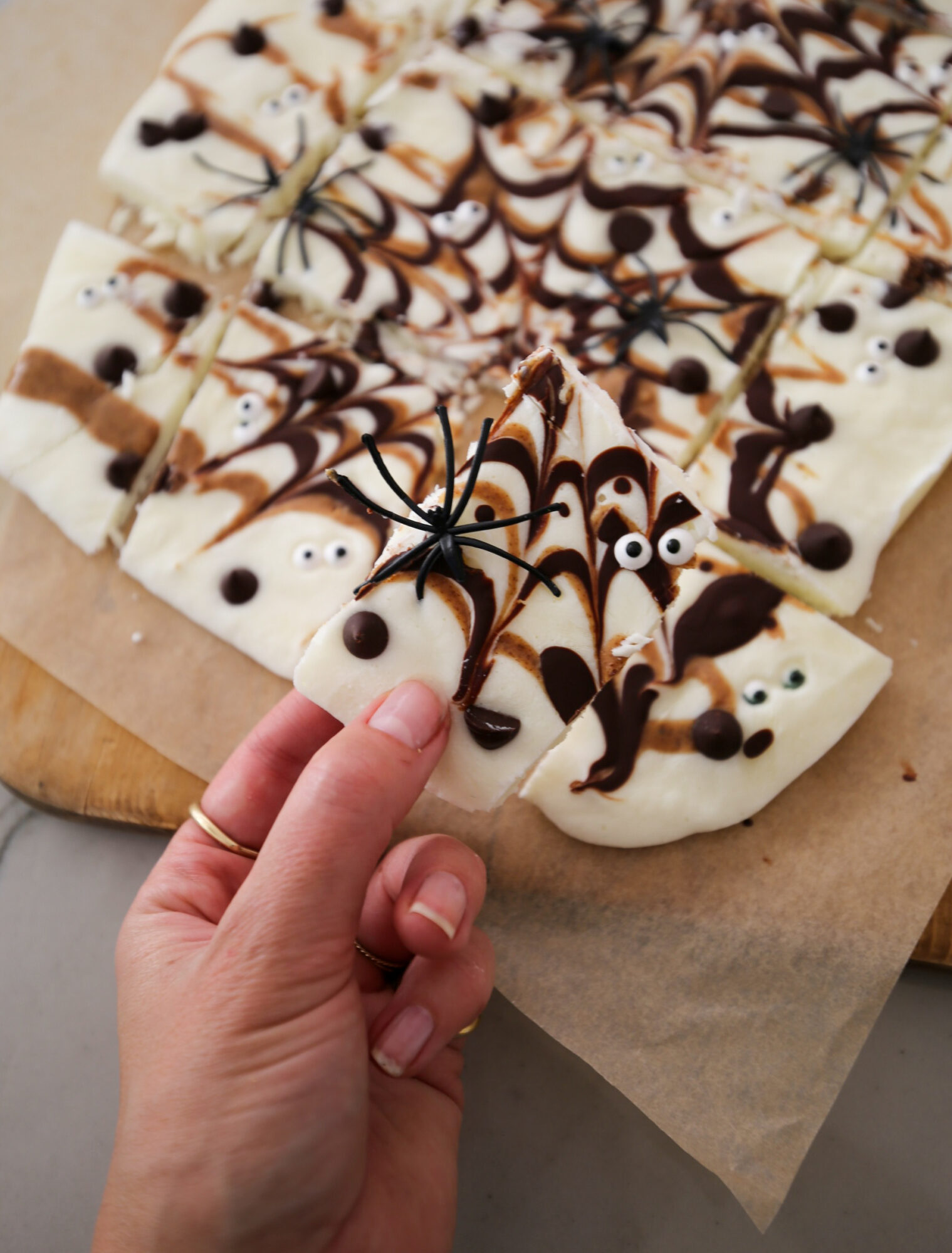 halloween yogurt spider web bark