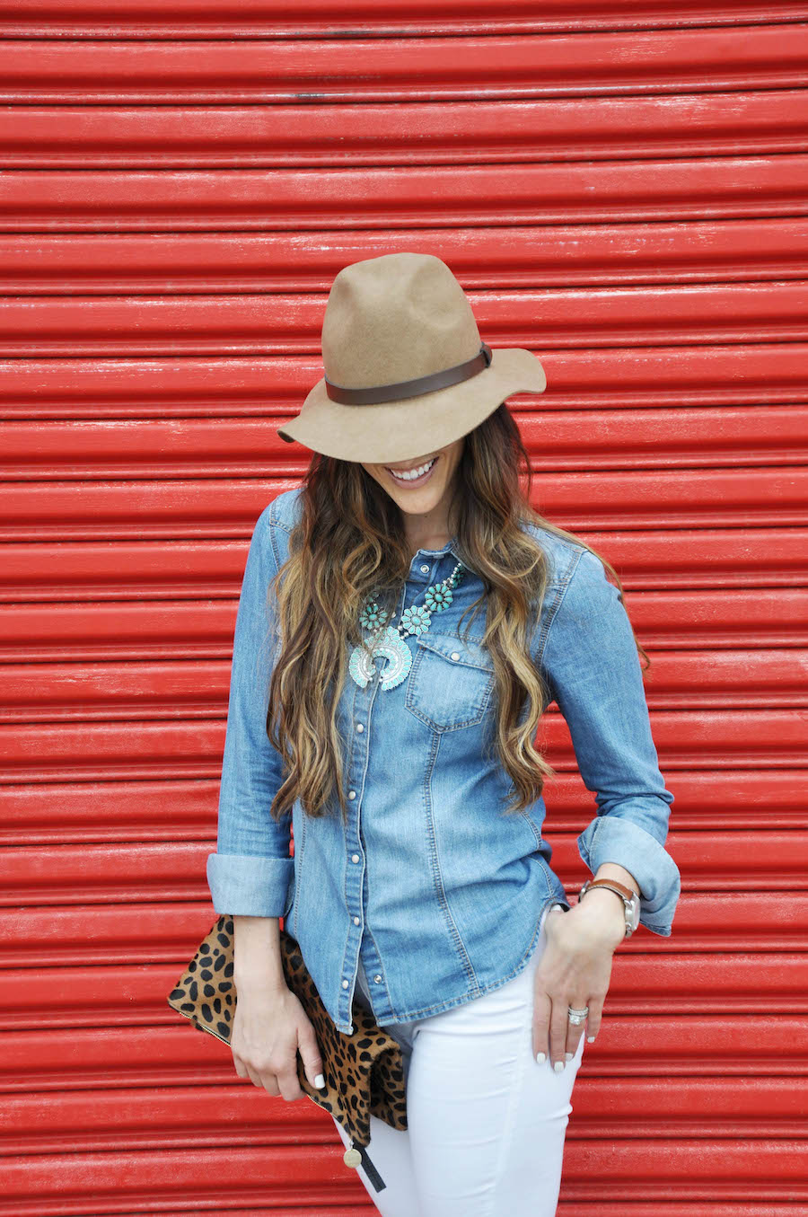 denim turquoise white jeans