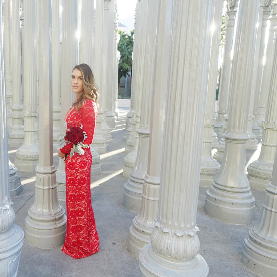 red lace dress styled by kasey 