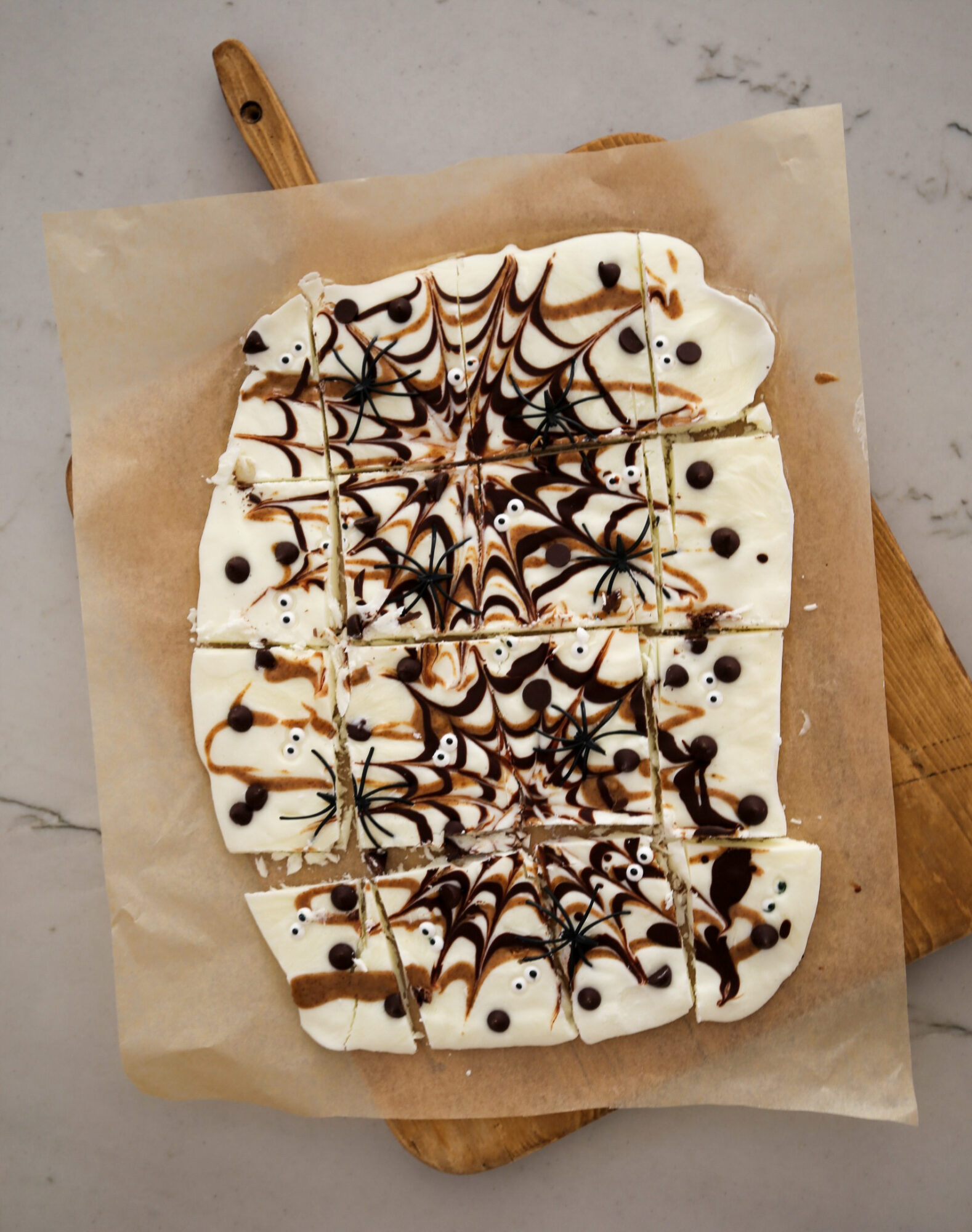 halloween yogurt spider web bark
