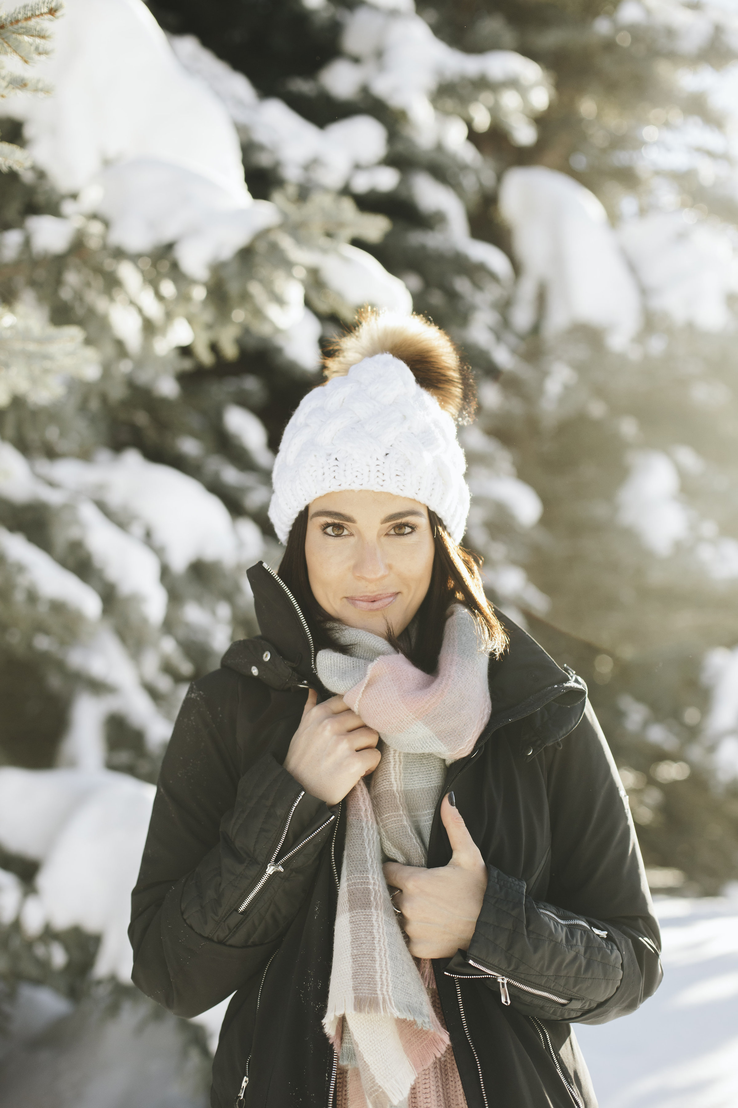 blush knit winter outfit