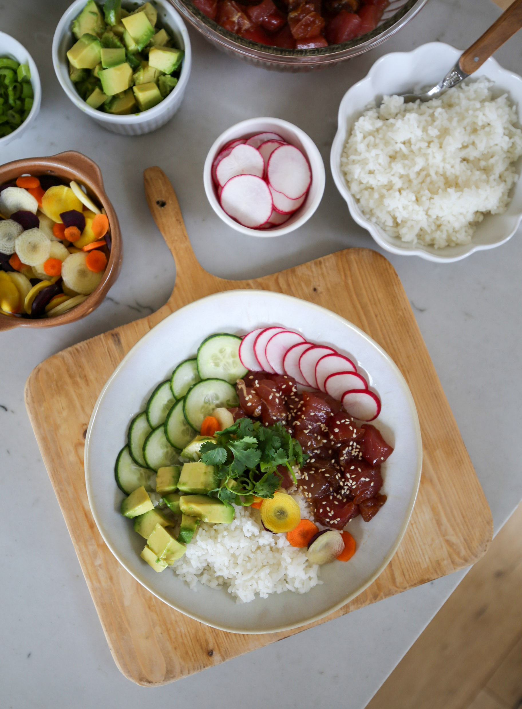 Healthy Ahi Tuna Poke Bowls with Coconut Aminos Dressing