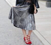 metallic pleat skirt