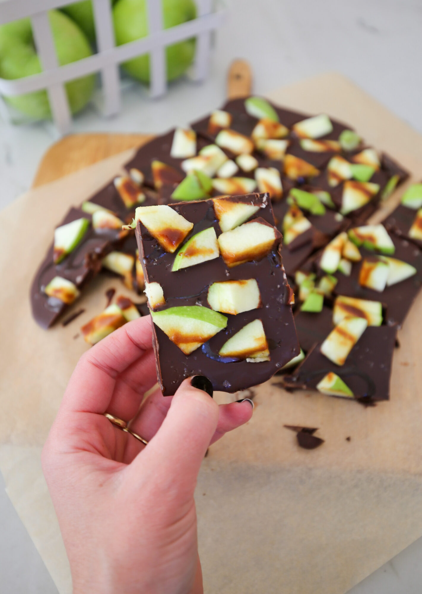 fall chocolate and apple bark