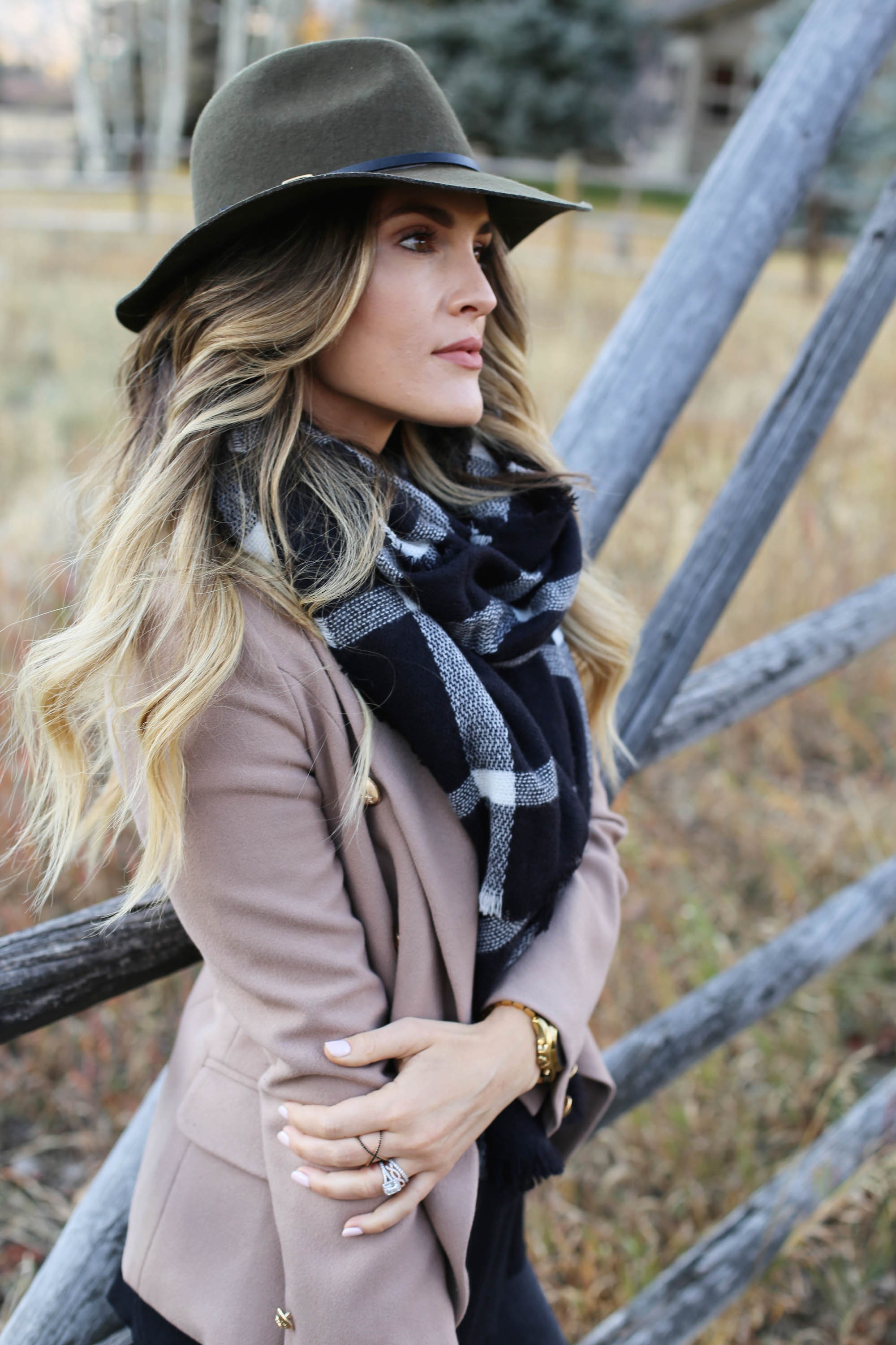 double breast blazer scarf styled by kasey 