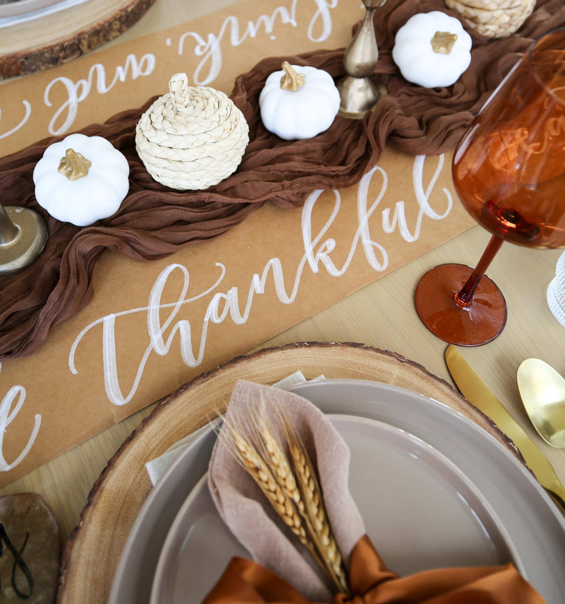 brown and amber thanksgiving table