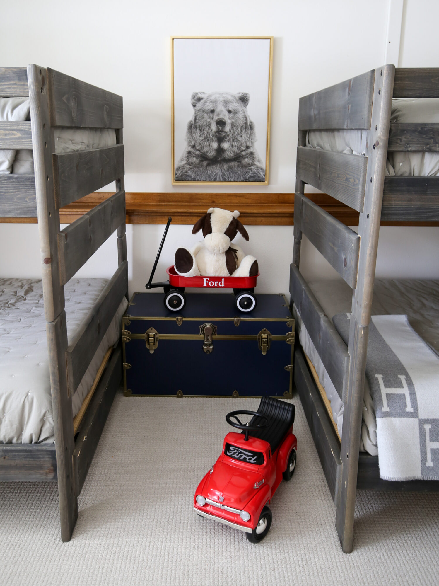 bunk and play room before and after