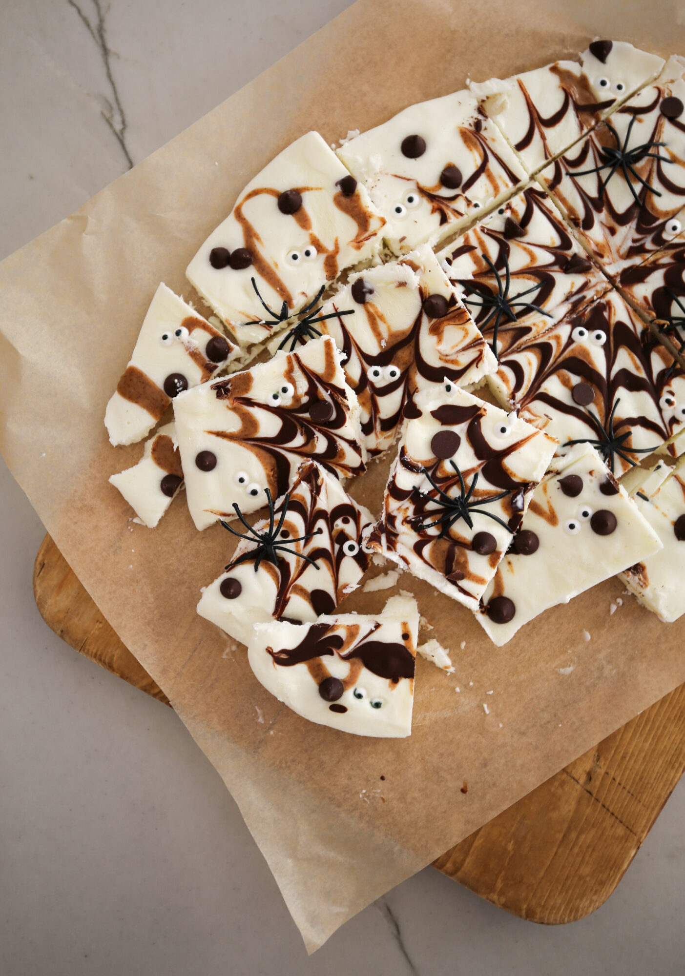 halloween yogurt spider web bark