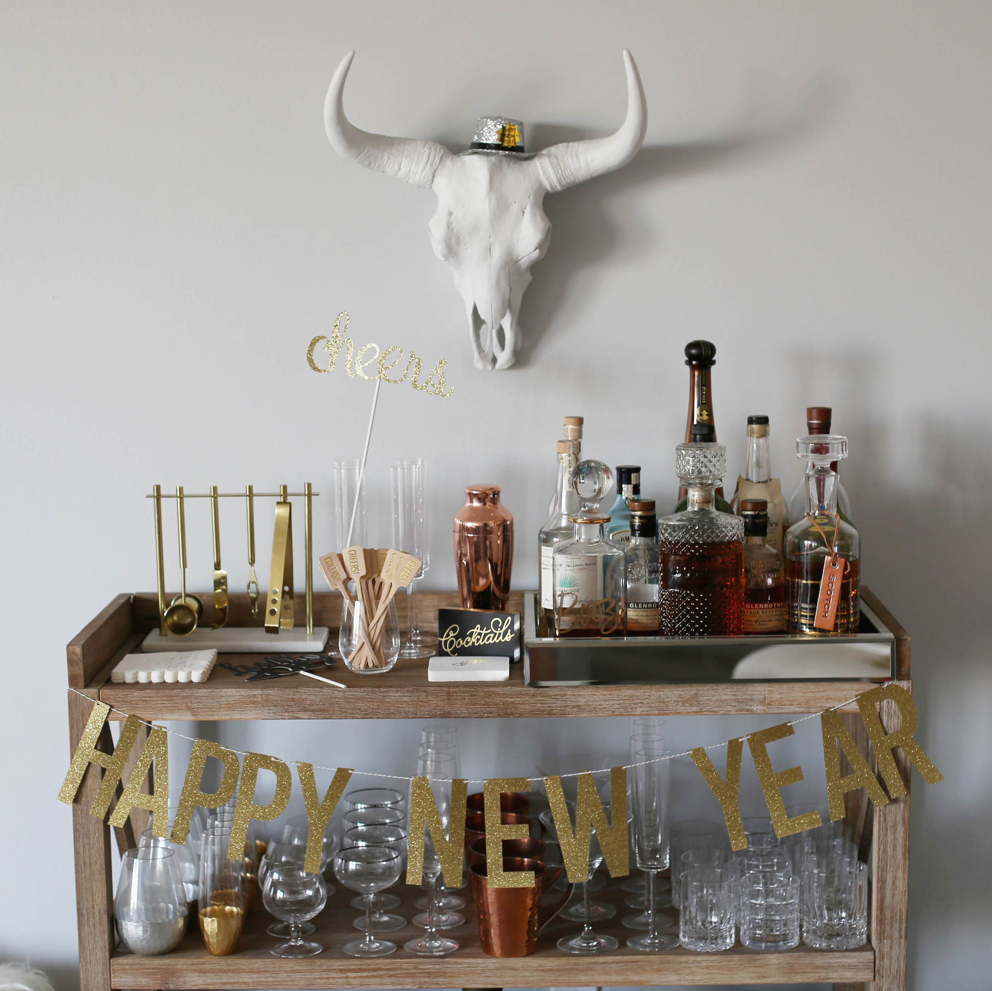 nye bar cart styled by kasey 