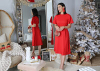 lady in red dress