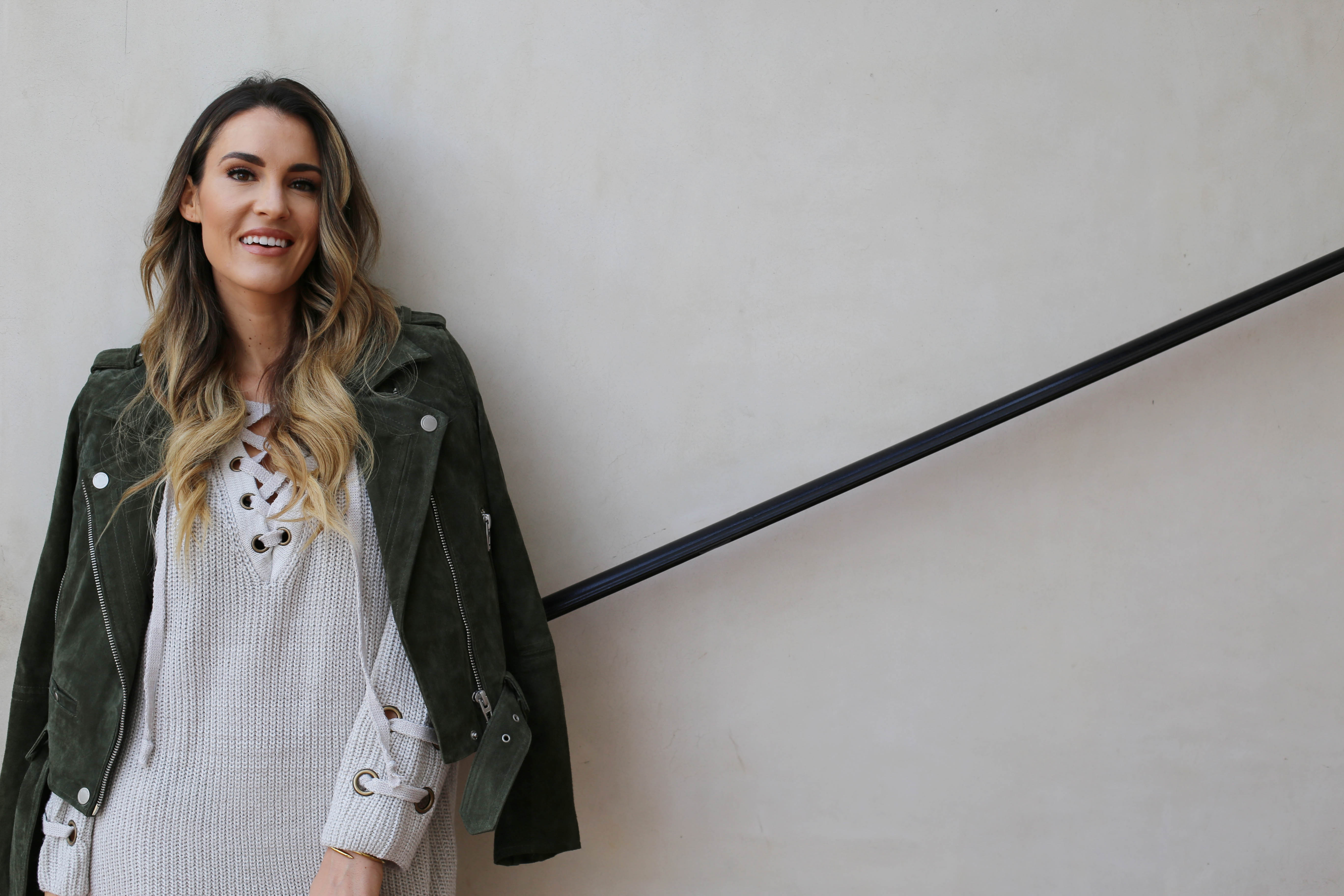 suede sweater dress styled by kasey