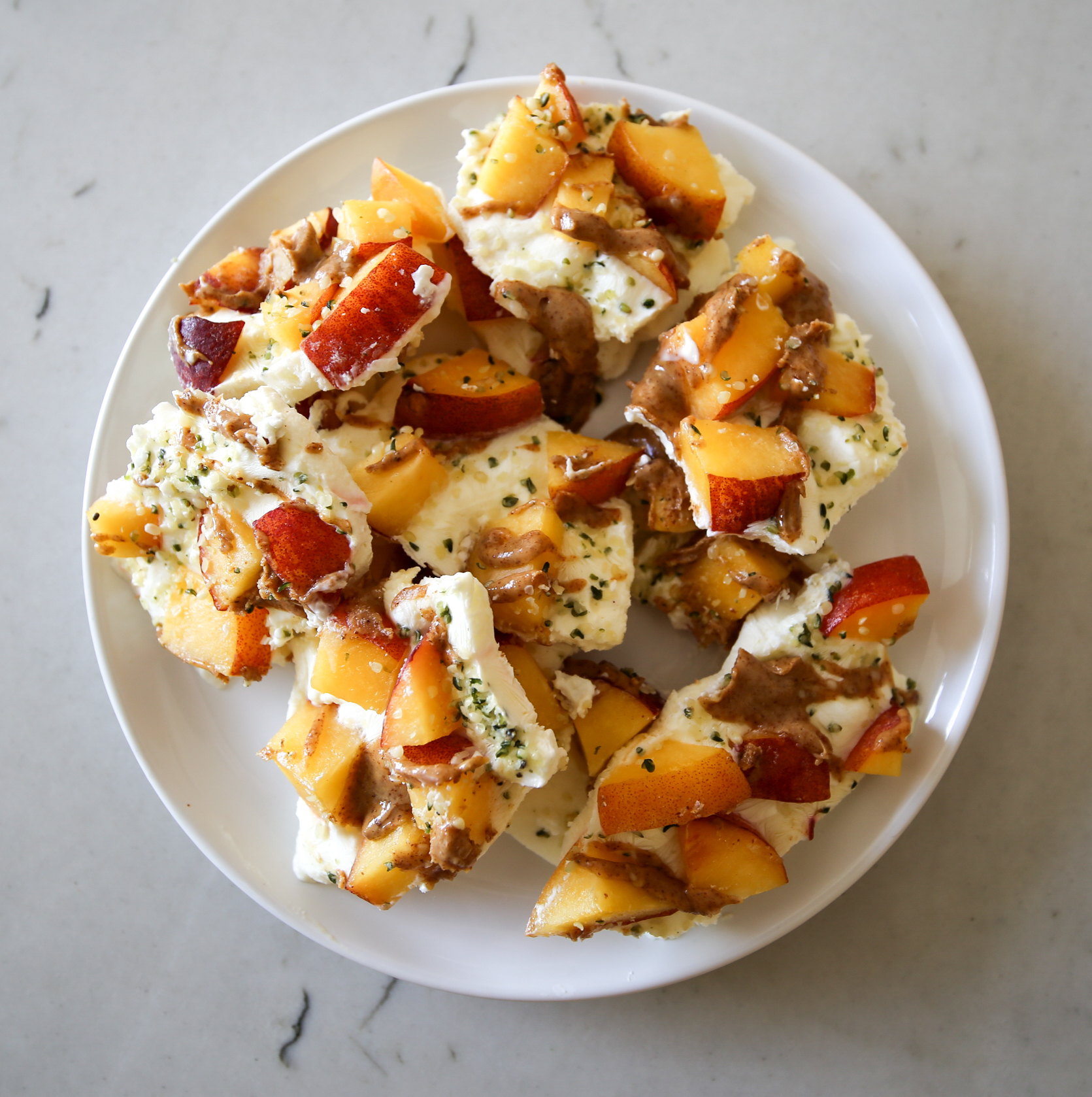 summer peach greek yogurt bark