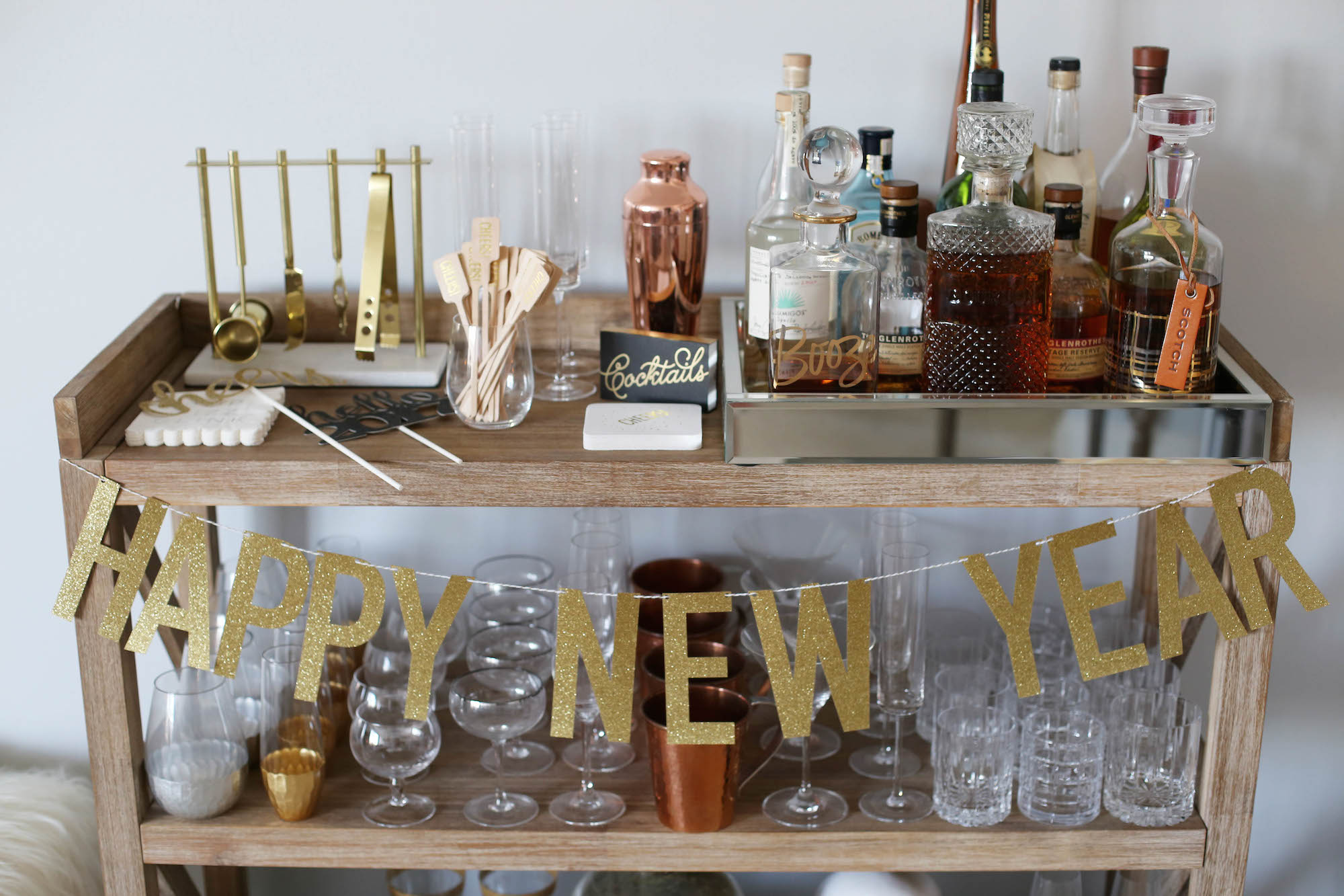 nye bar cart styled by kasey 