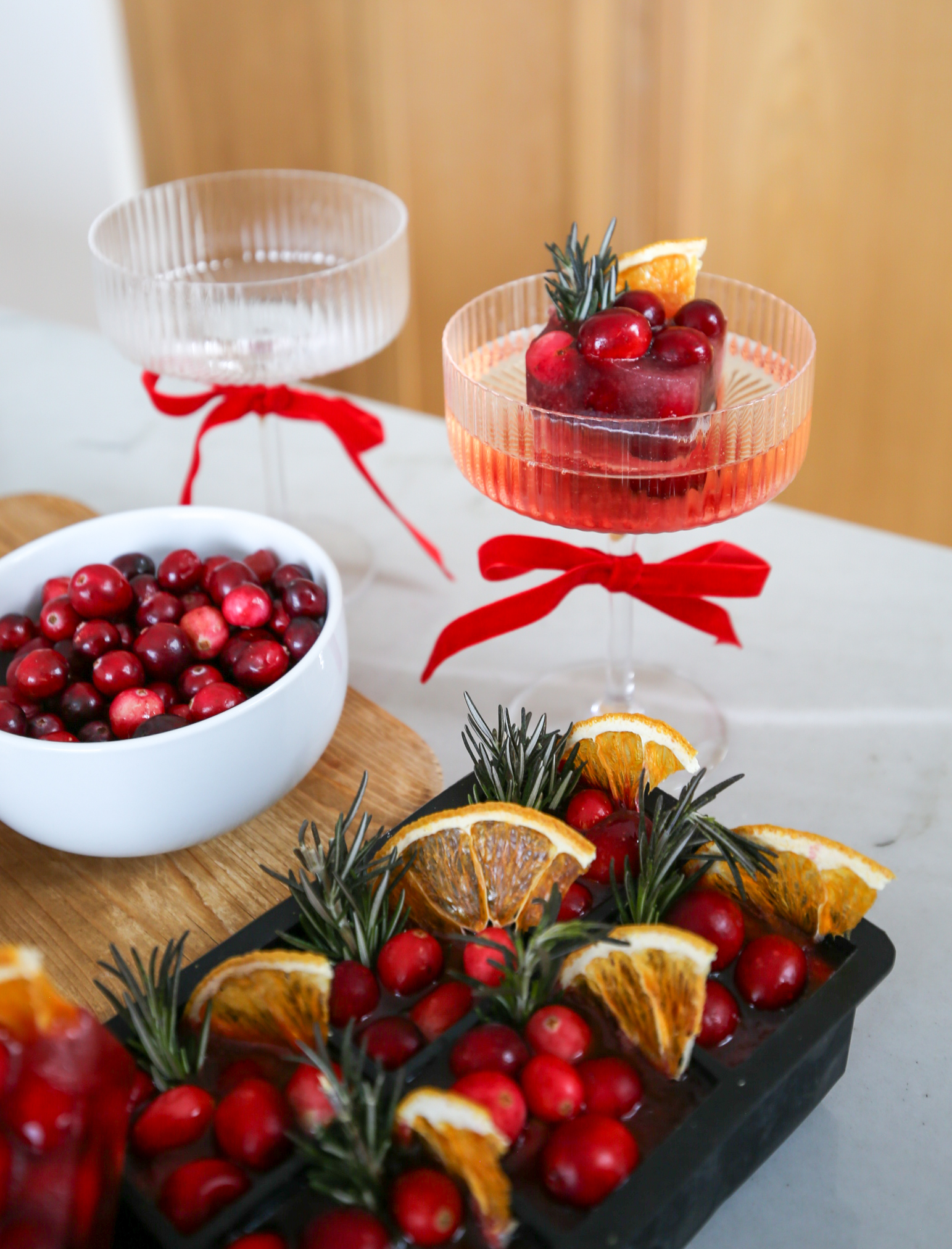 Holiday Mimosas w/ Fancy Ice Cubes