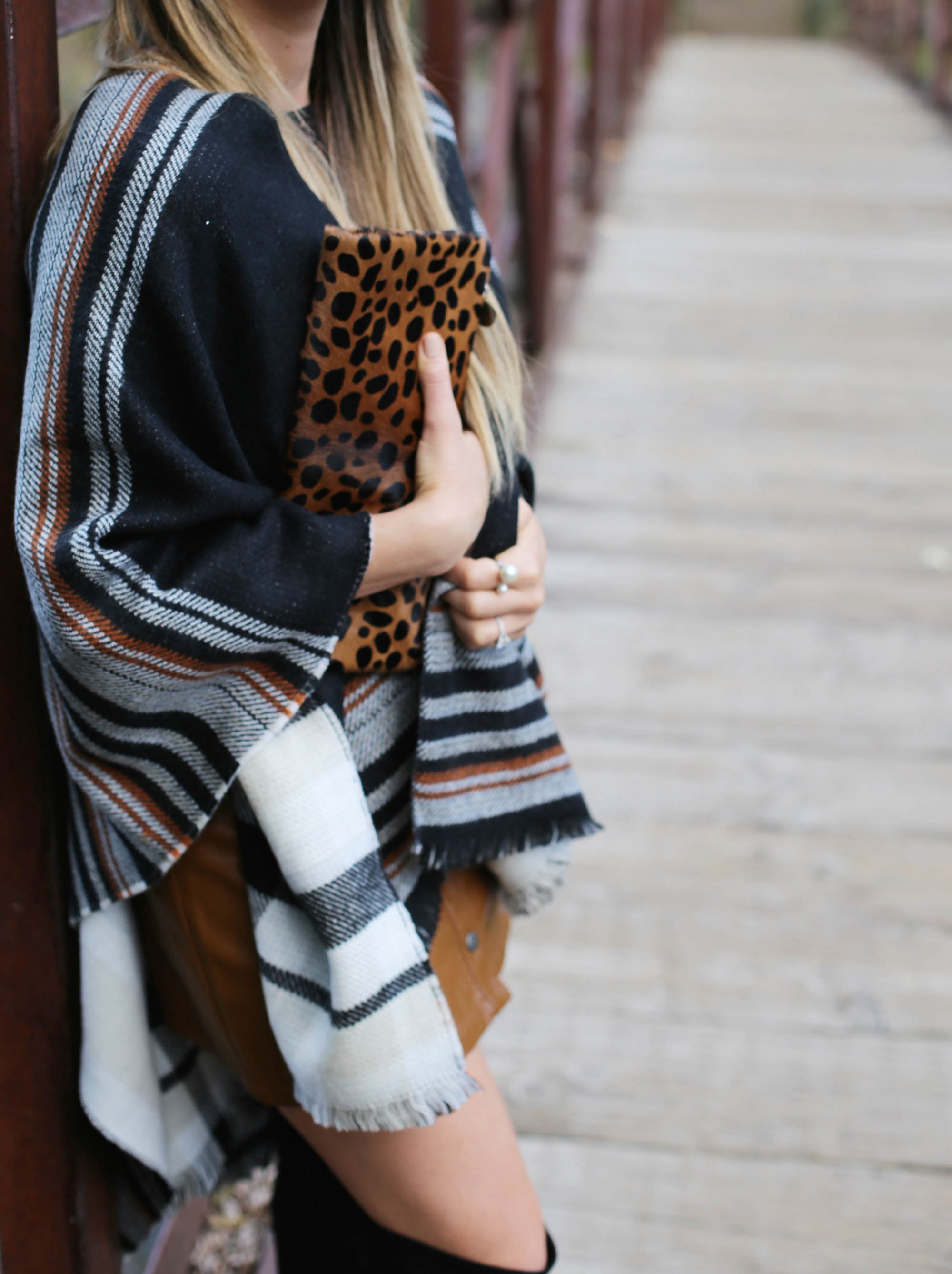 cape camel skirt otk boots styled by kasey