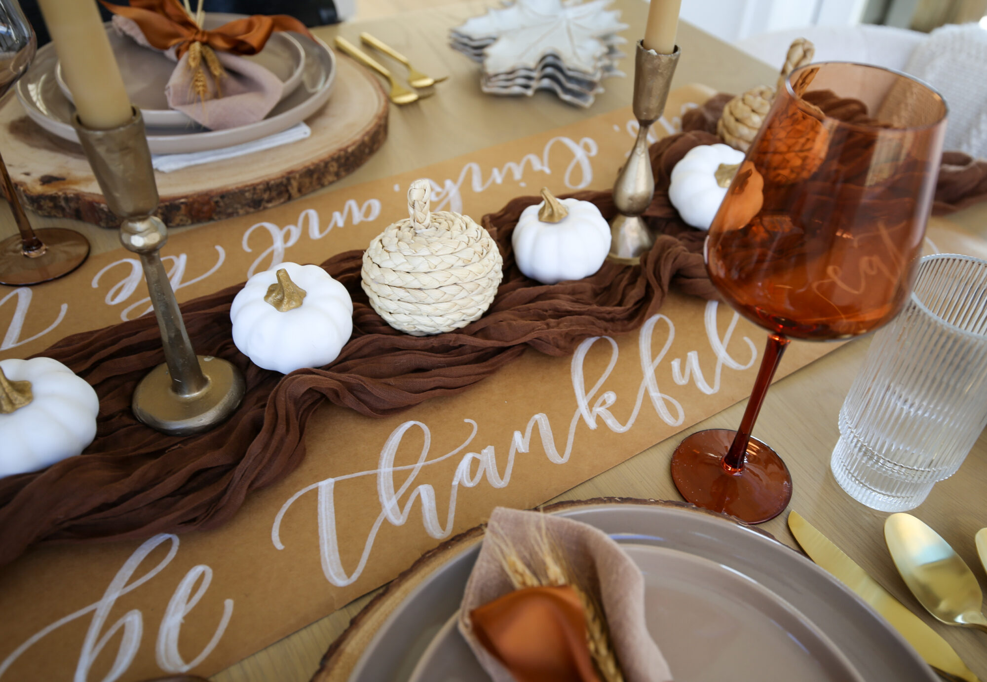 brown and amber thanksgiving table