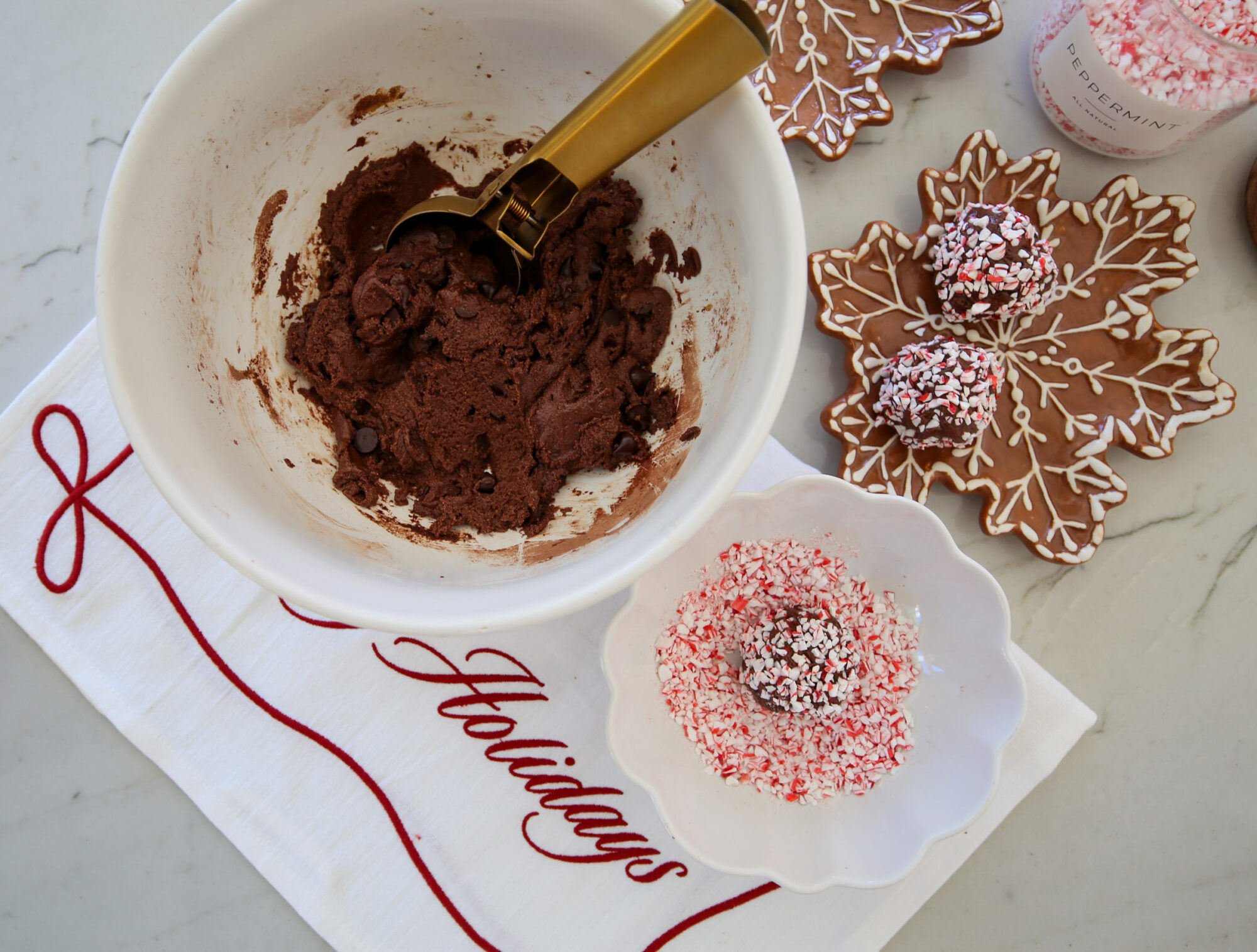 chocolate protein peppermint balls