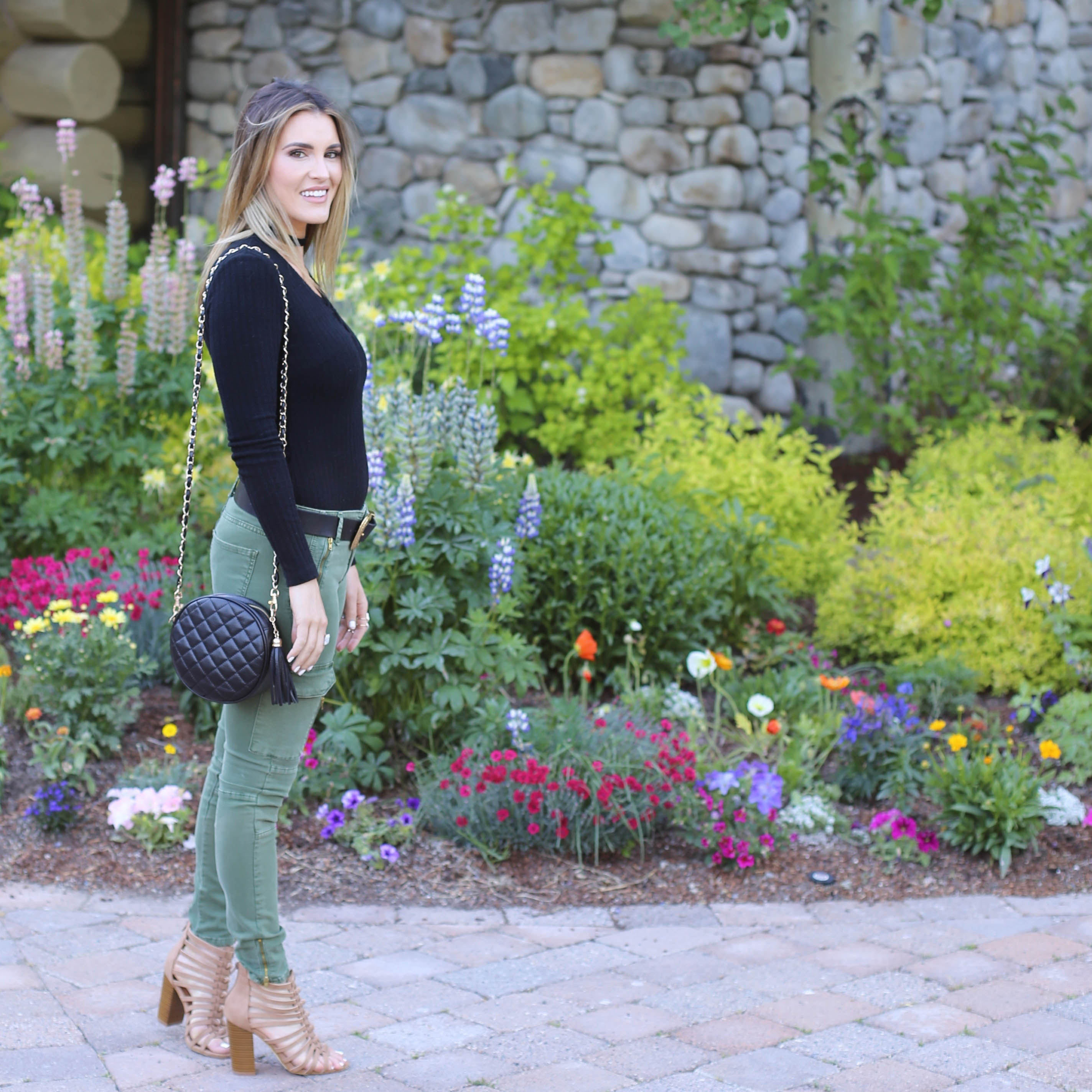cargo pants lace up top styled by kasey 
