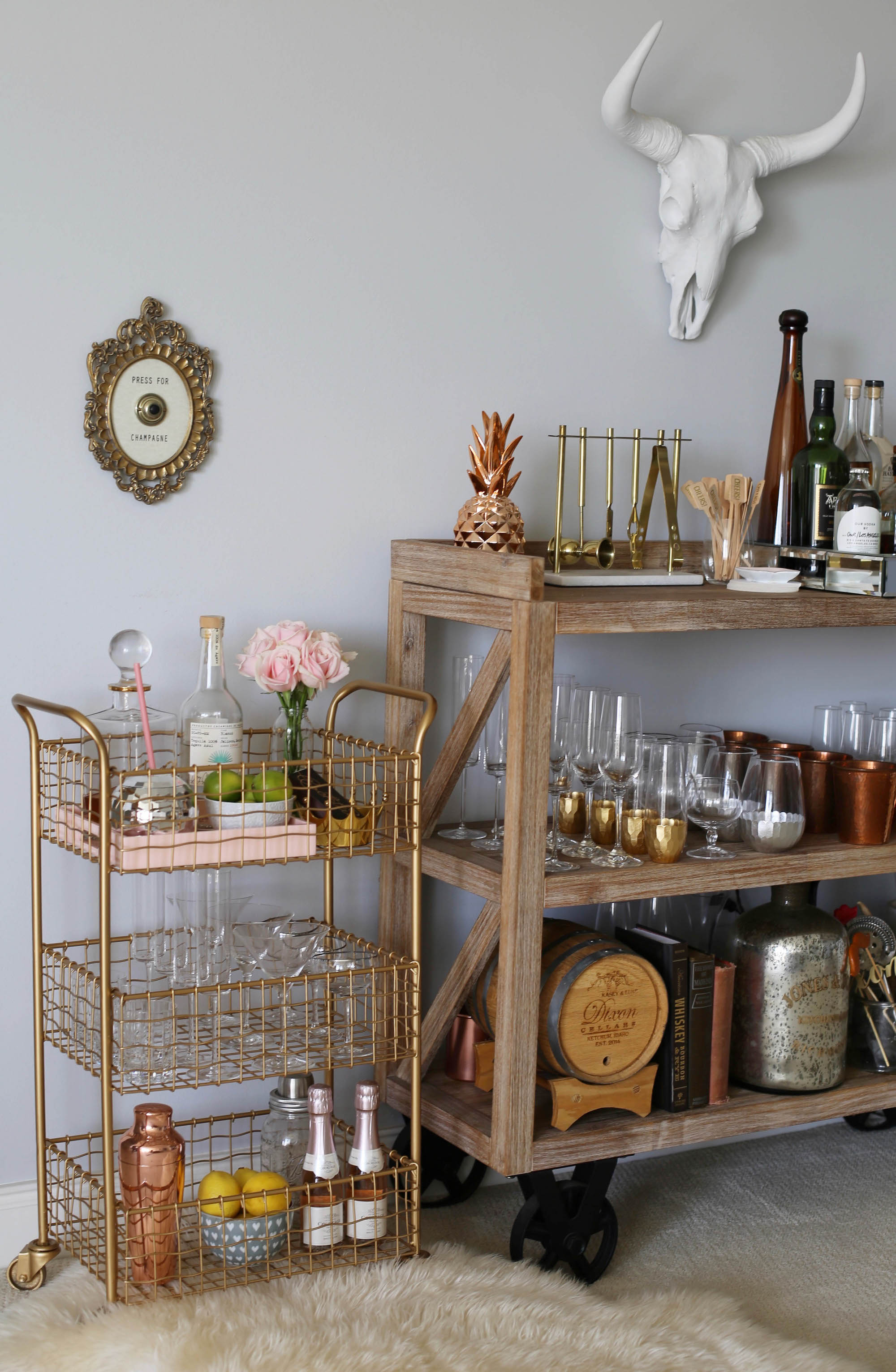 gold cart mini bar cart