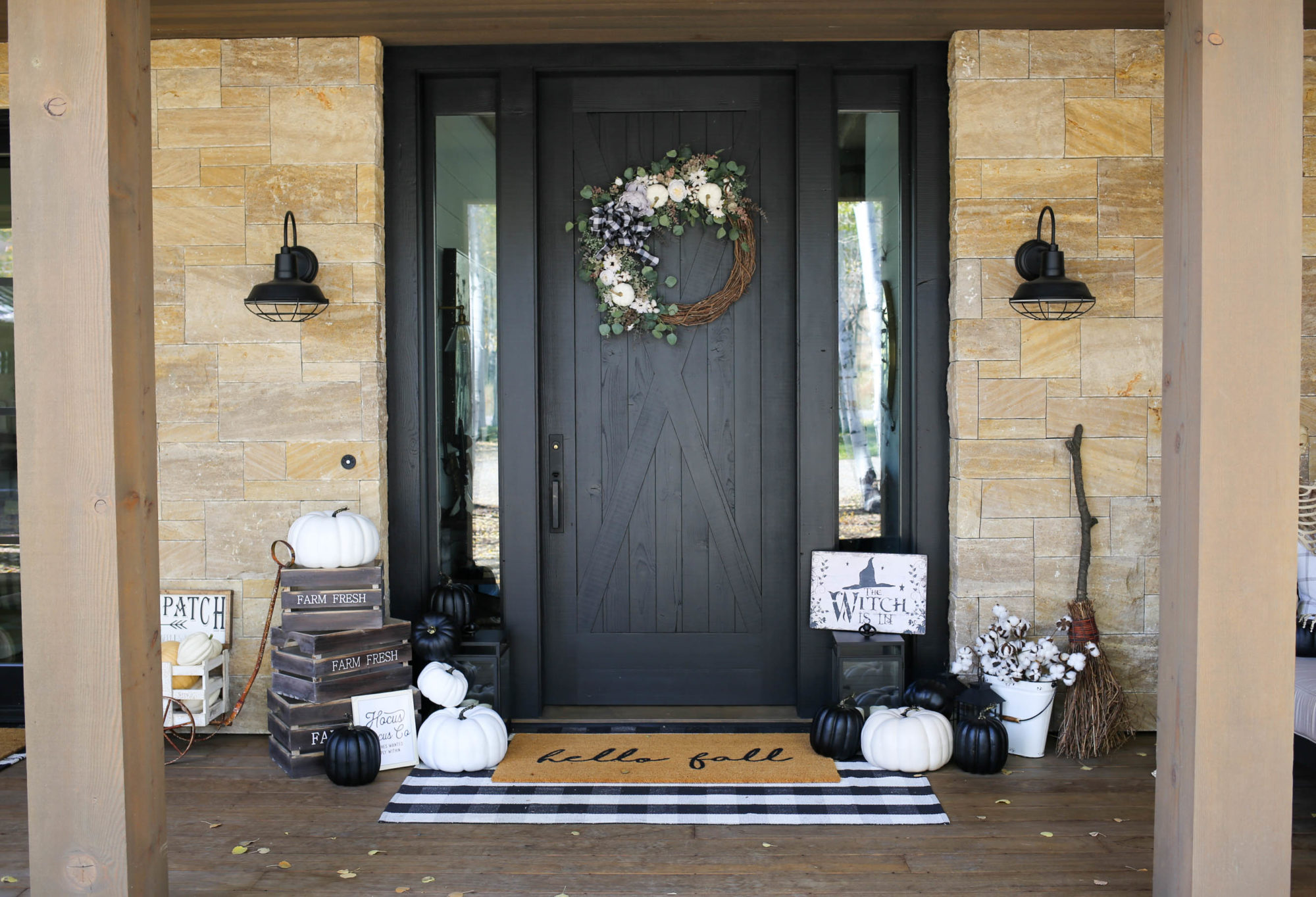 farmhouse halloween front porch