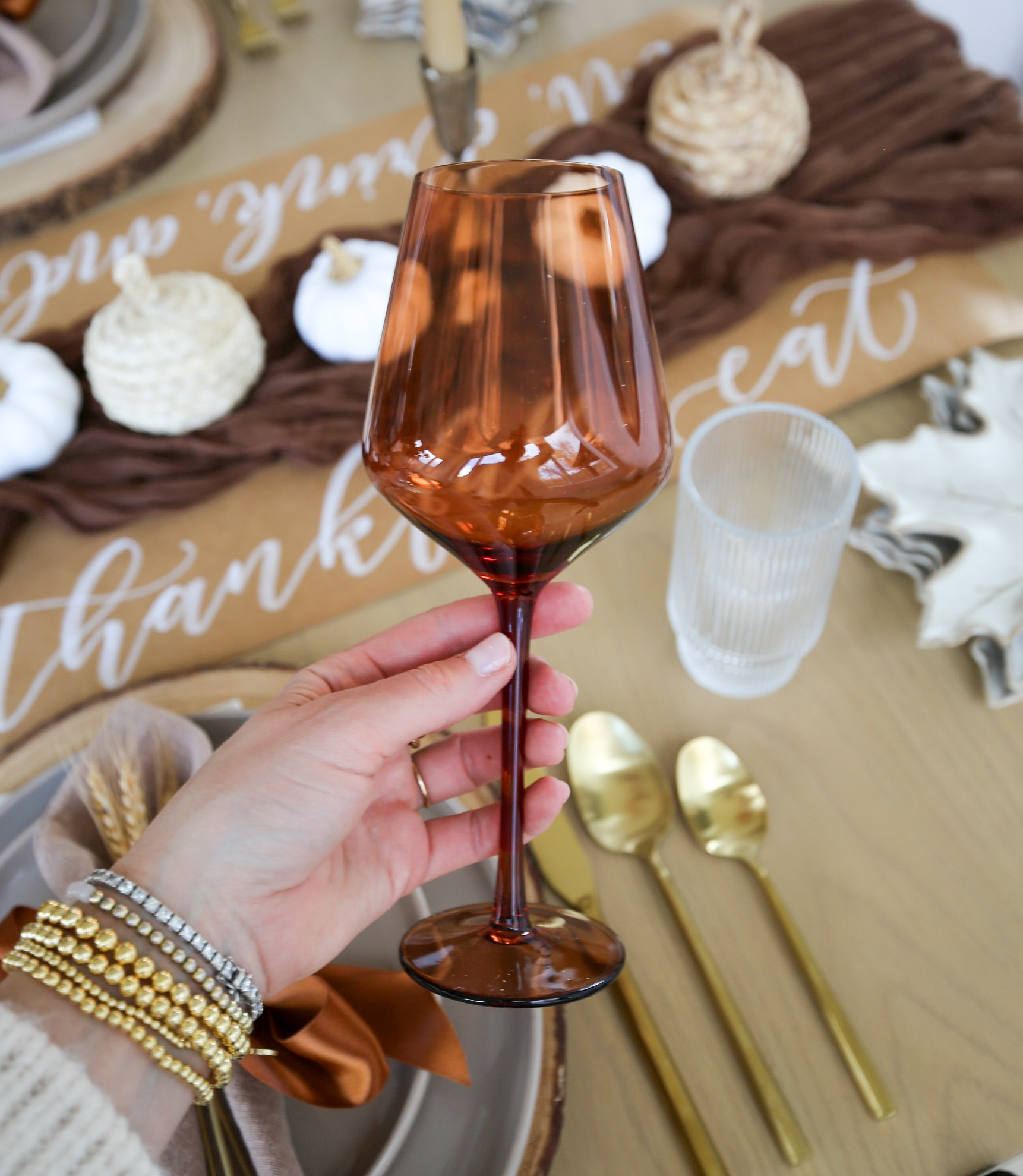 brown and amber thanksgiving table